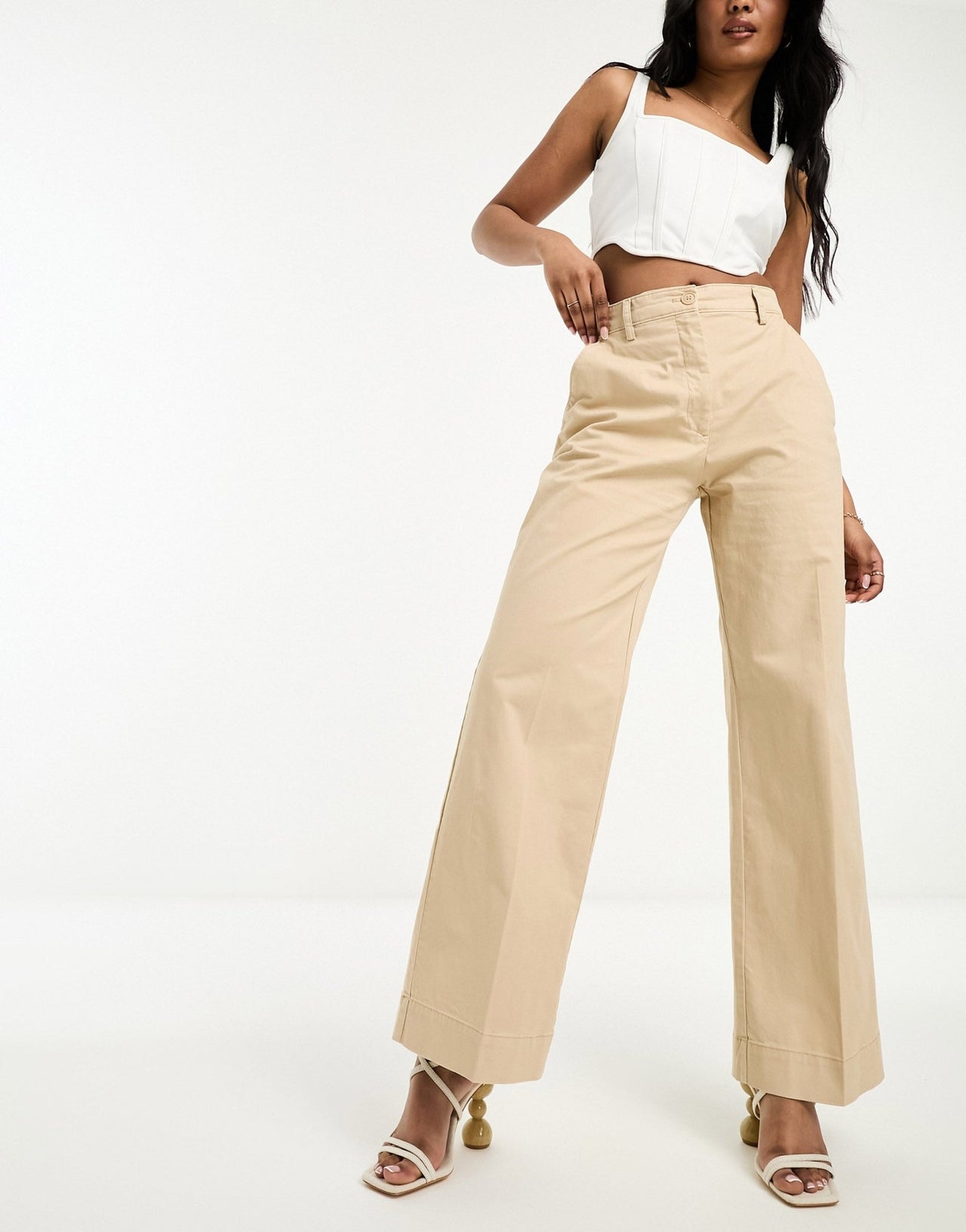Abercrombie & Fitch wide leg twill trouser in camel - ASOS Sample Sale
