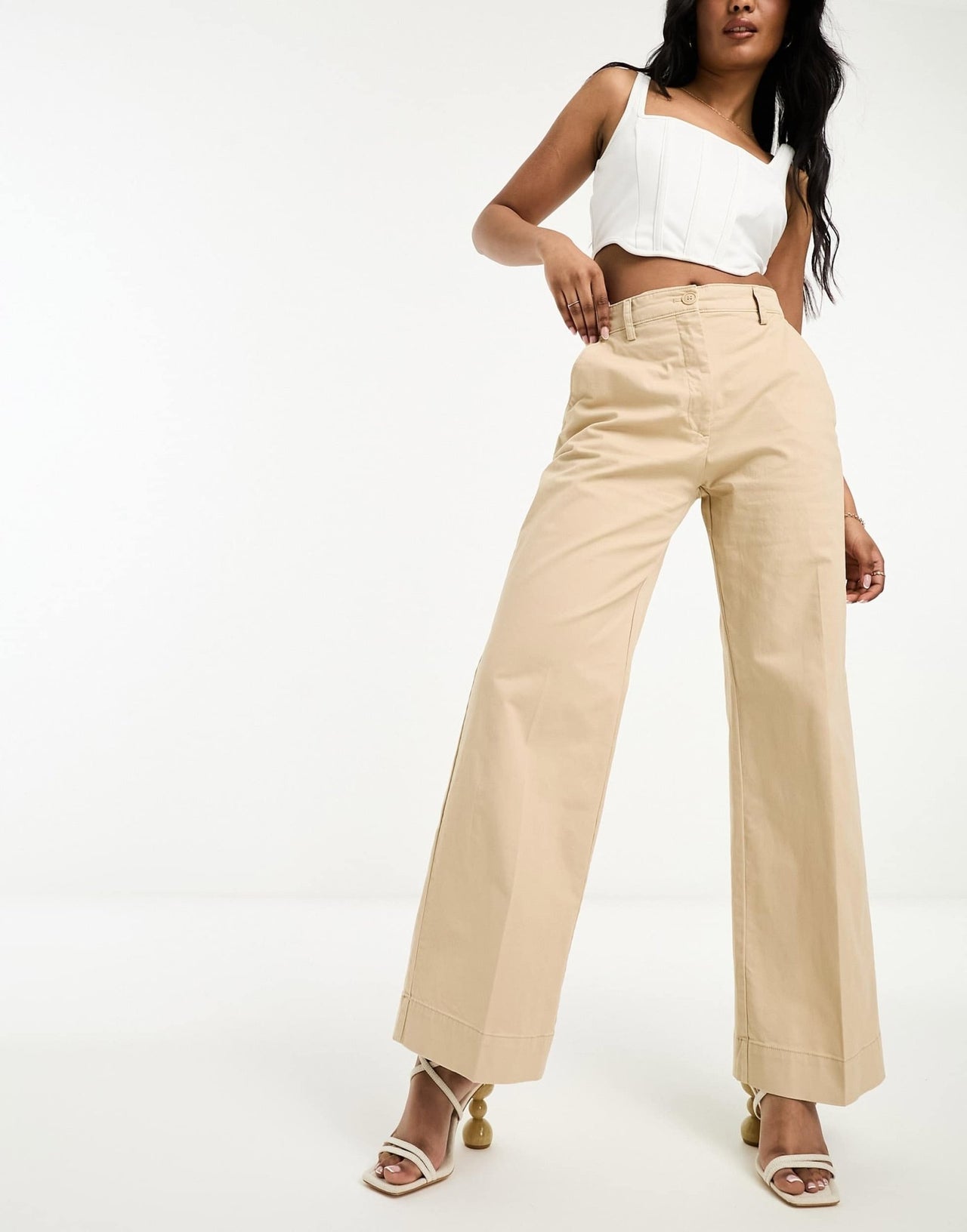 Abercrombie & Fitch wide leg twill trouser in camel - ASOS Sample Sale