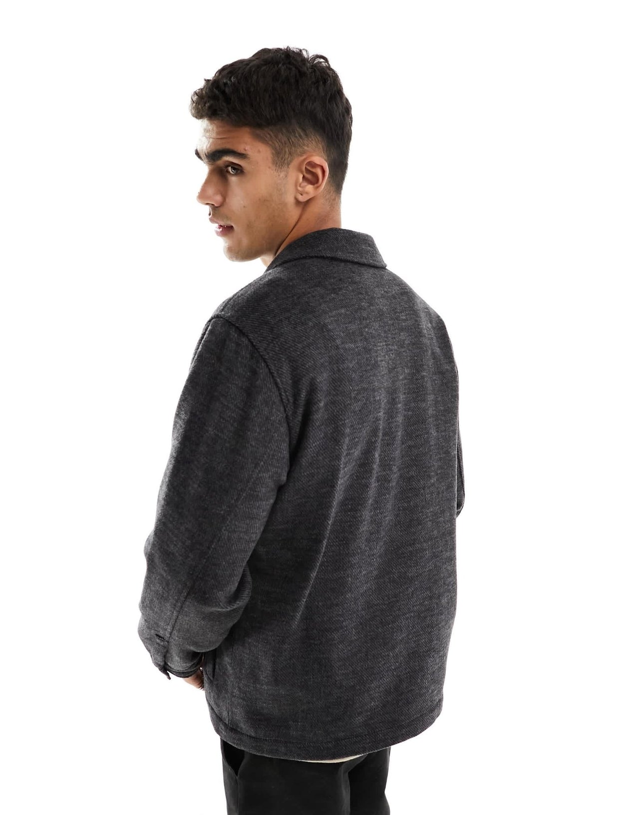 Abercrombie & Fitch wool zip front shirt jacket in black - ASOS Sample Sale