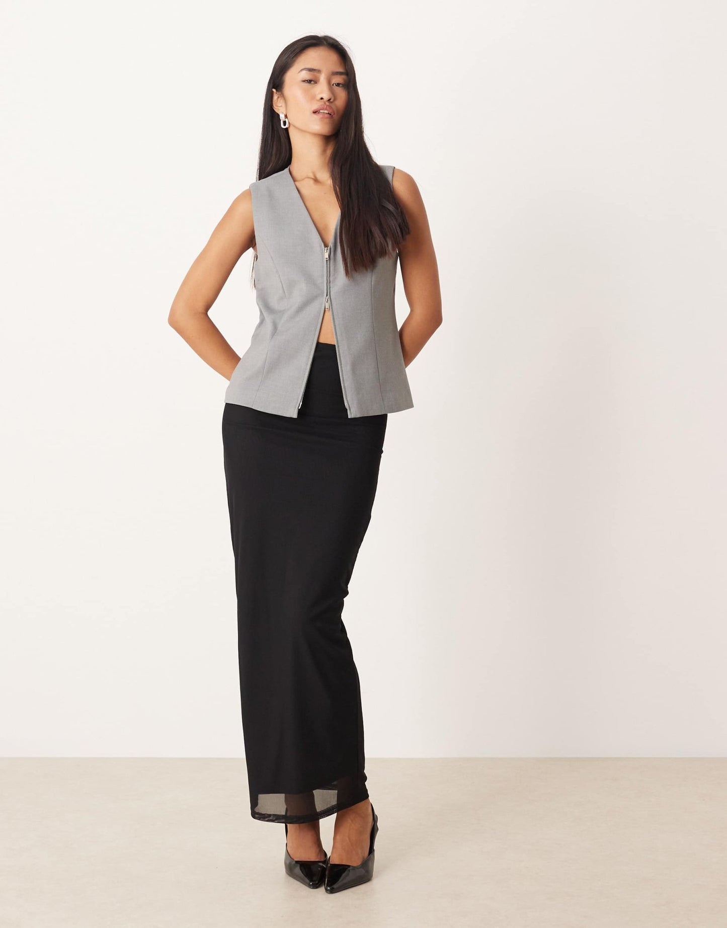 Abercrombie & Fitch zip detail waistcoat in dark grey - ASOS Sample Sale