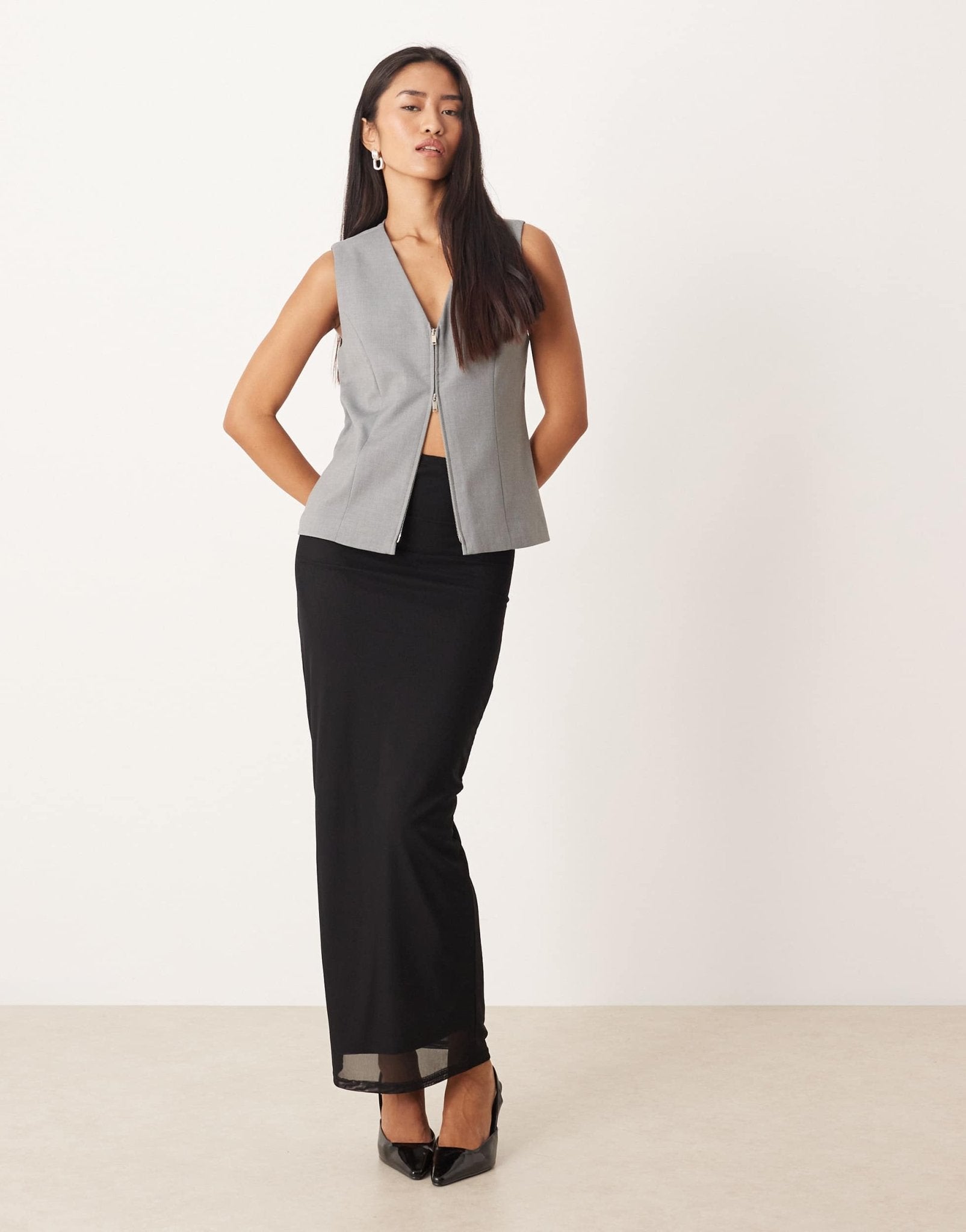 Abercrombie & Fitch zip detail waistcoat in dark grey - ASOS Sample Sale