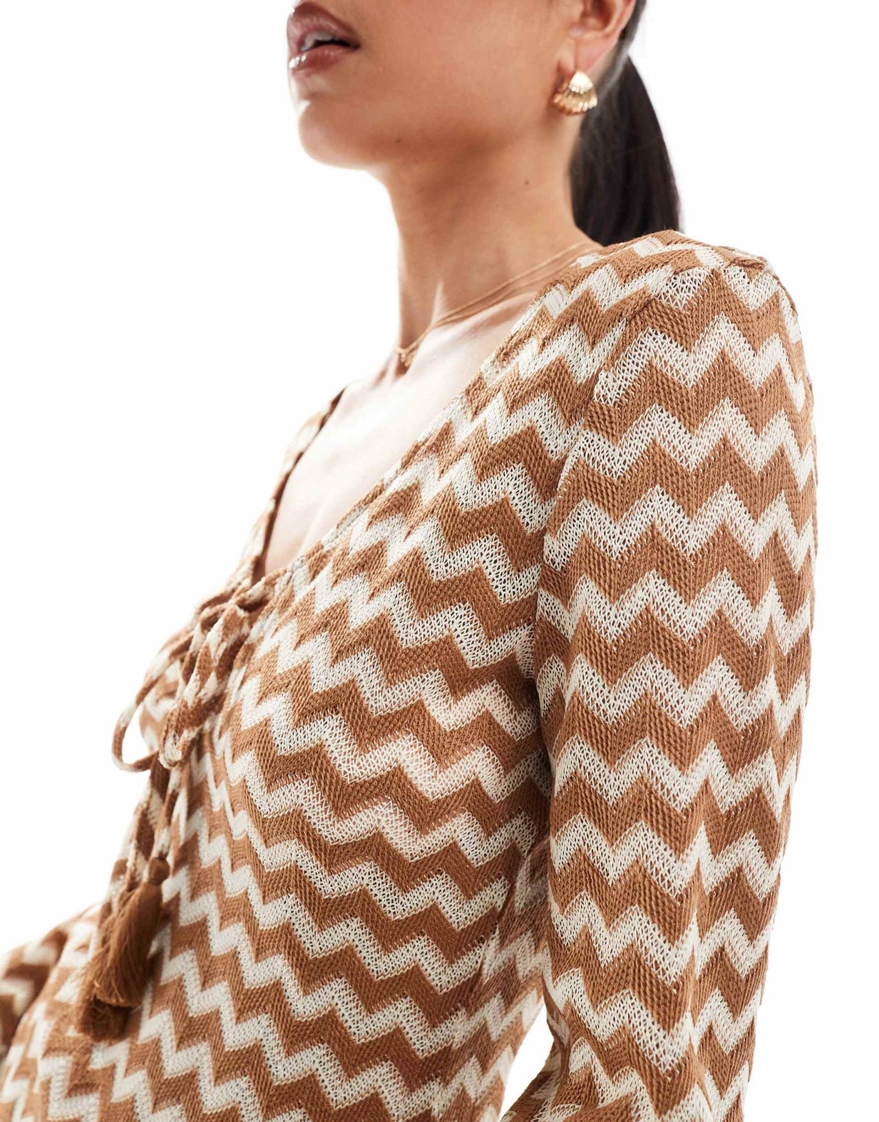 Accesorize crochet detail maxi dress in gold and cream - ASOS Sample Sale