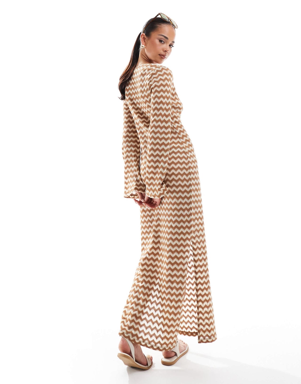 Accesorize crochet detail maxi dress in gold and cream - ASOS Sample Sale