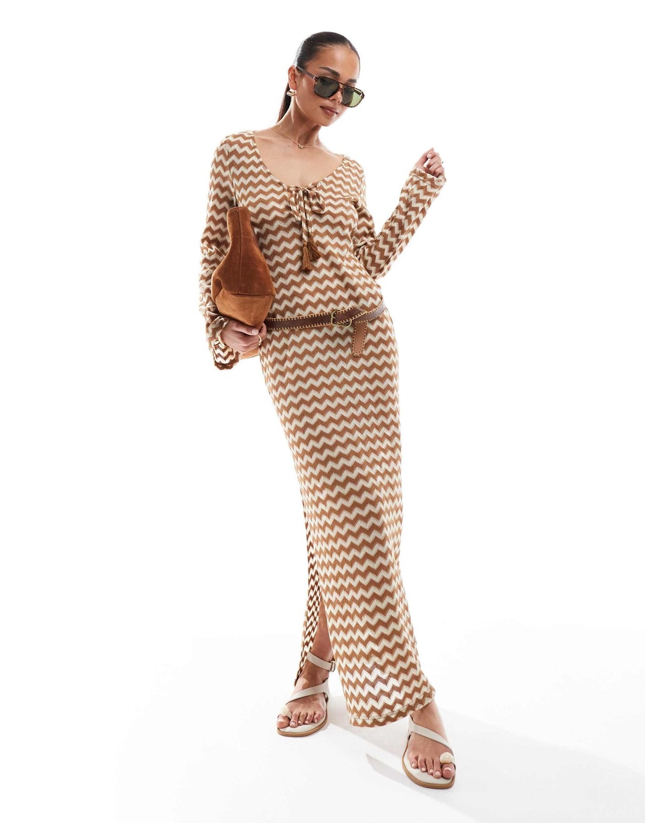 Accesorize crochet detail maxi dress in gold and cream - ASOS Sample Sale