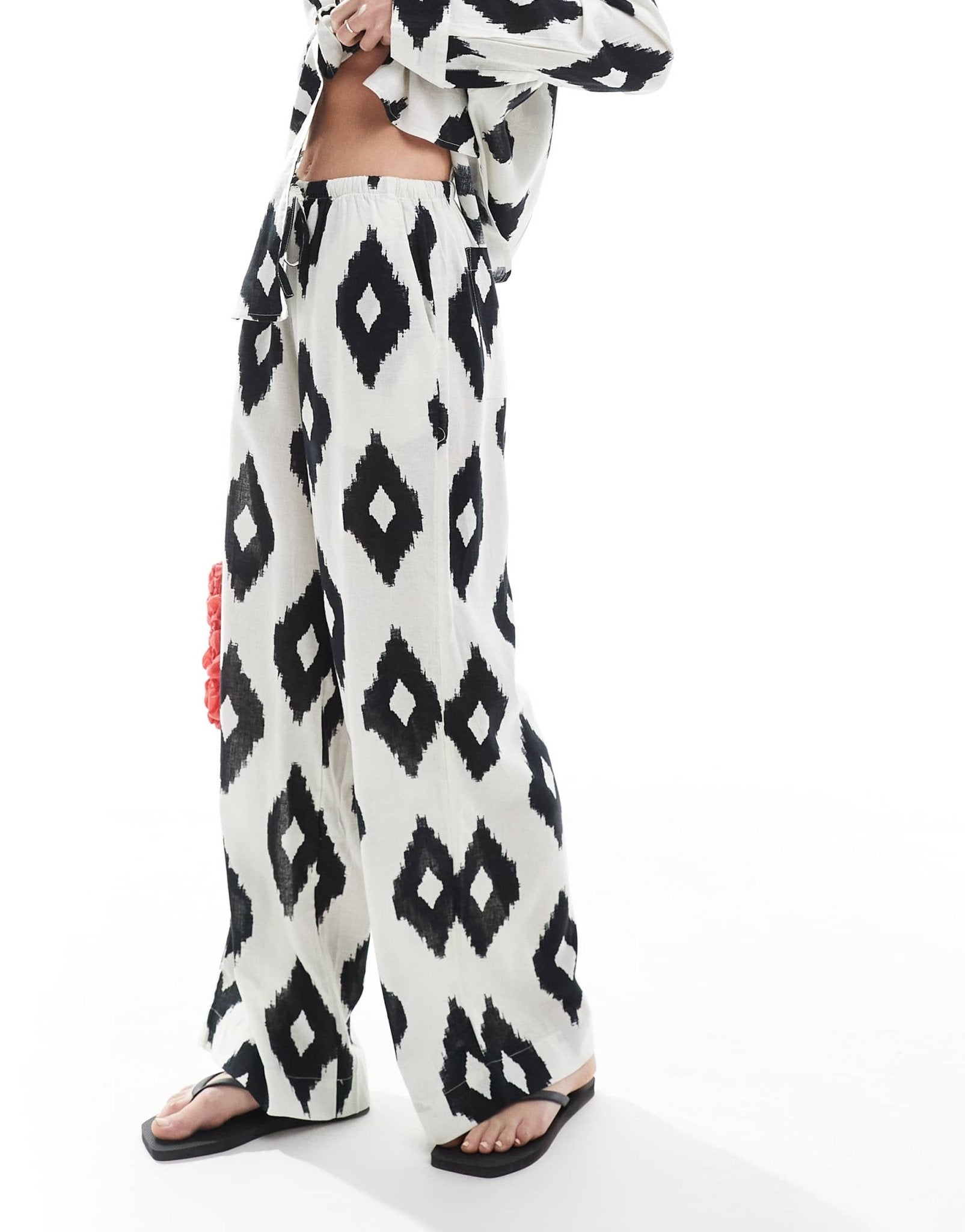 Accesorize Mono print oversized beach trousers - ASOS Sample Sale