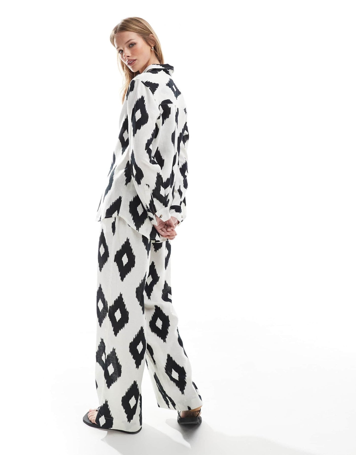 Accesorize Mono print oversized beach trousers - ASOS Sample Sale