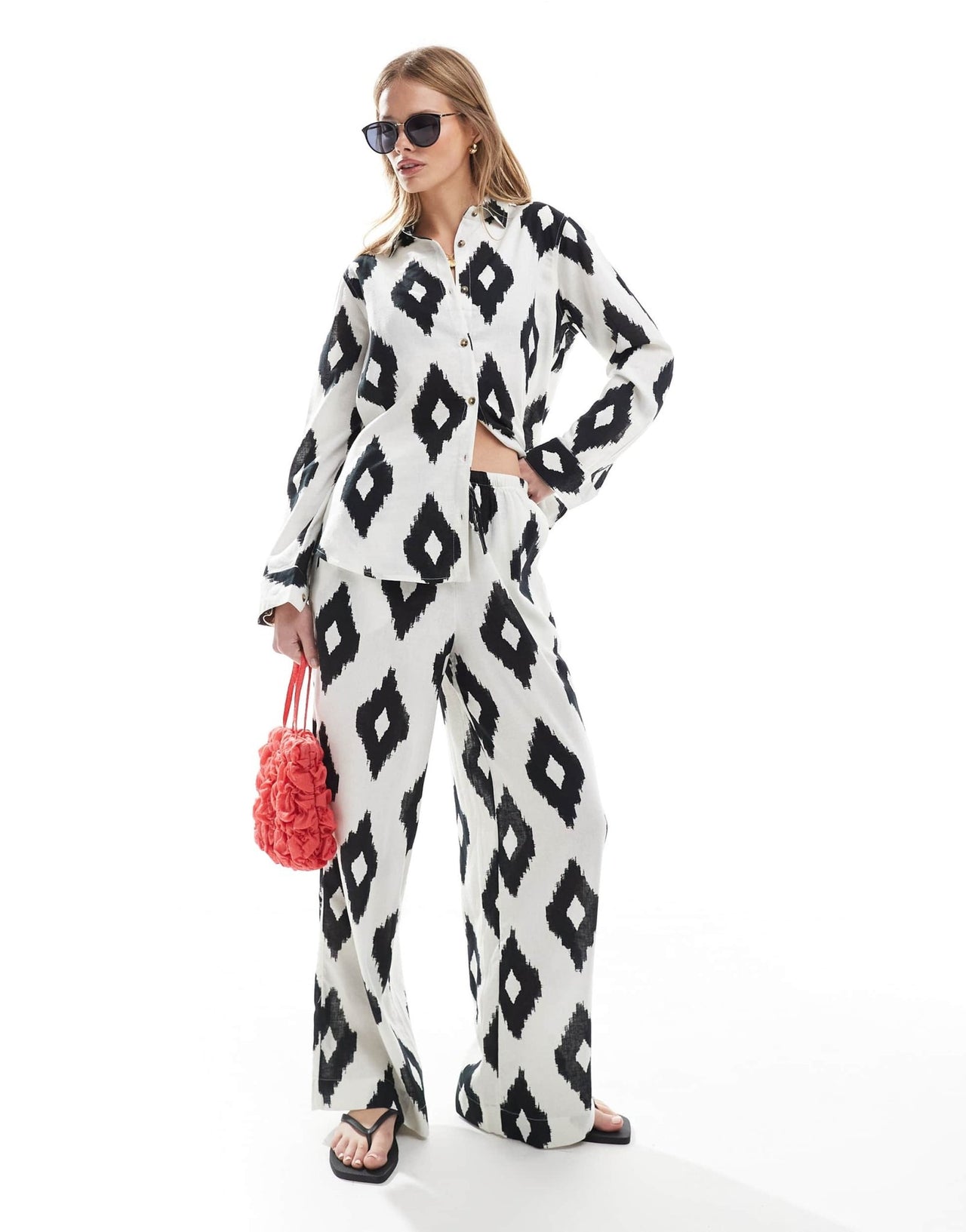 Accesorize Mono print oversized beach trousers - ASOS Sample Sale