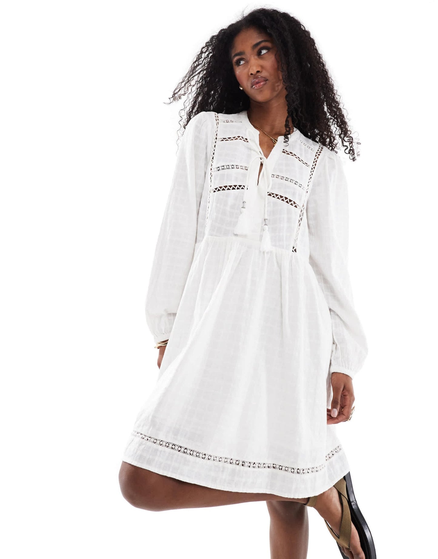Accessorize long sleeve kaftan in white - ASOS Sample Sale
