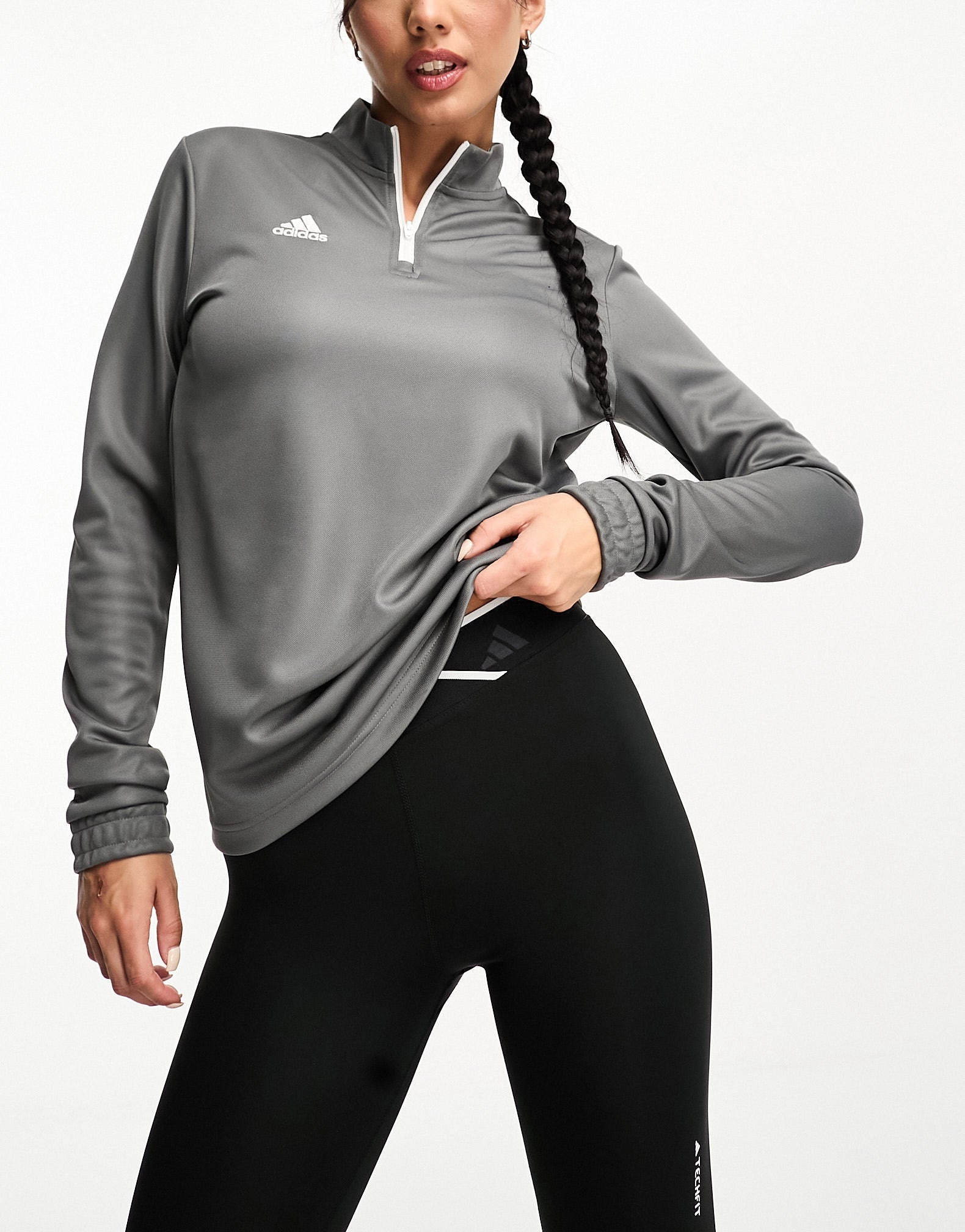 adidas Football Entrada 22 1/4 zip top in grey - ASOS Sample Sale