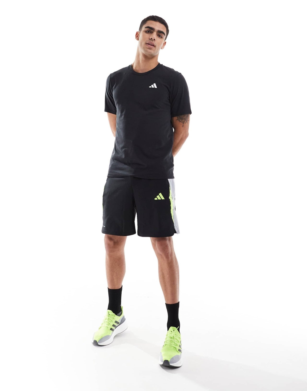 adidas Football tech shorts in black, grey and yellow - ASOS Sample Sale