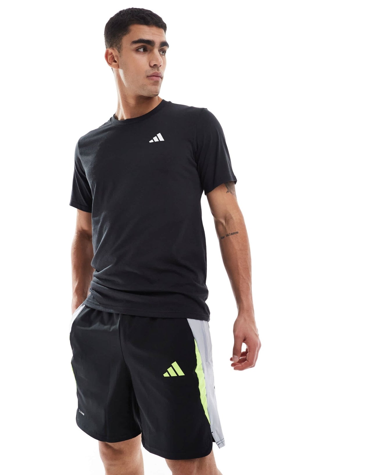 adidas Football tech shorts in black, grey and yellow - ASOS Sample Sale