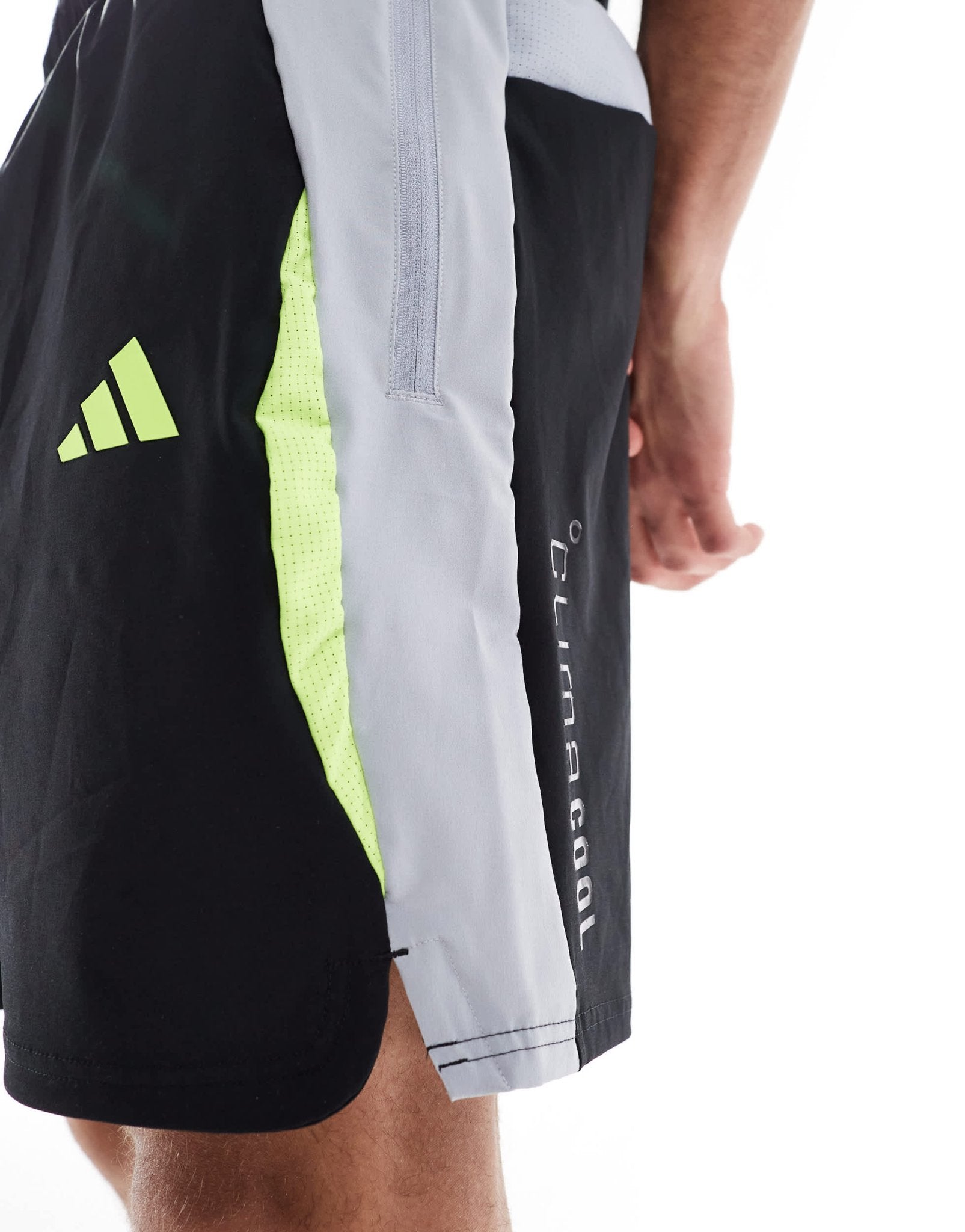 adidas Football tech shorts in black, grey and yellow - ASOS Sample Sale