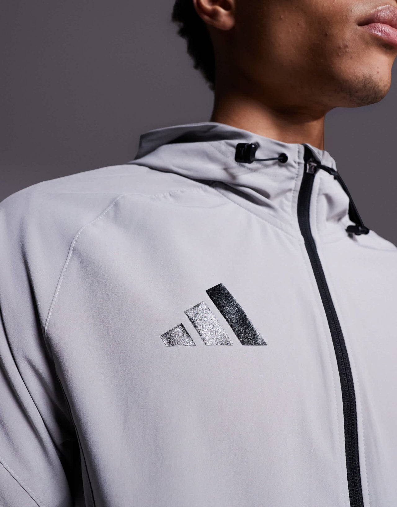 adidas Football Tiro 25 competition vis tech travel jacket in grey - ASOS Sample Sale