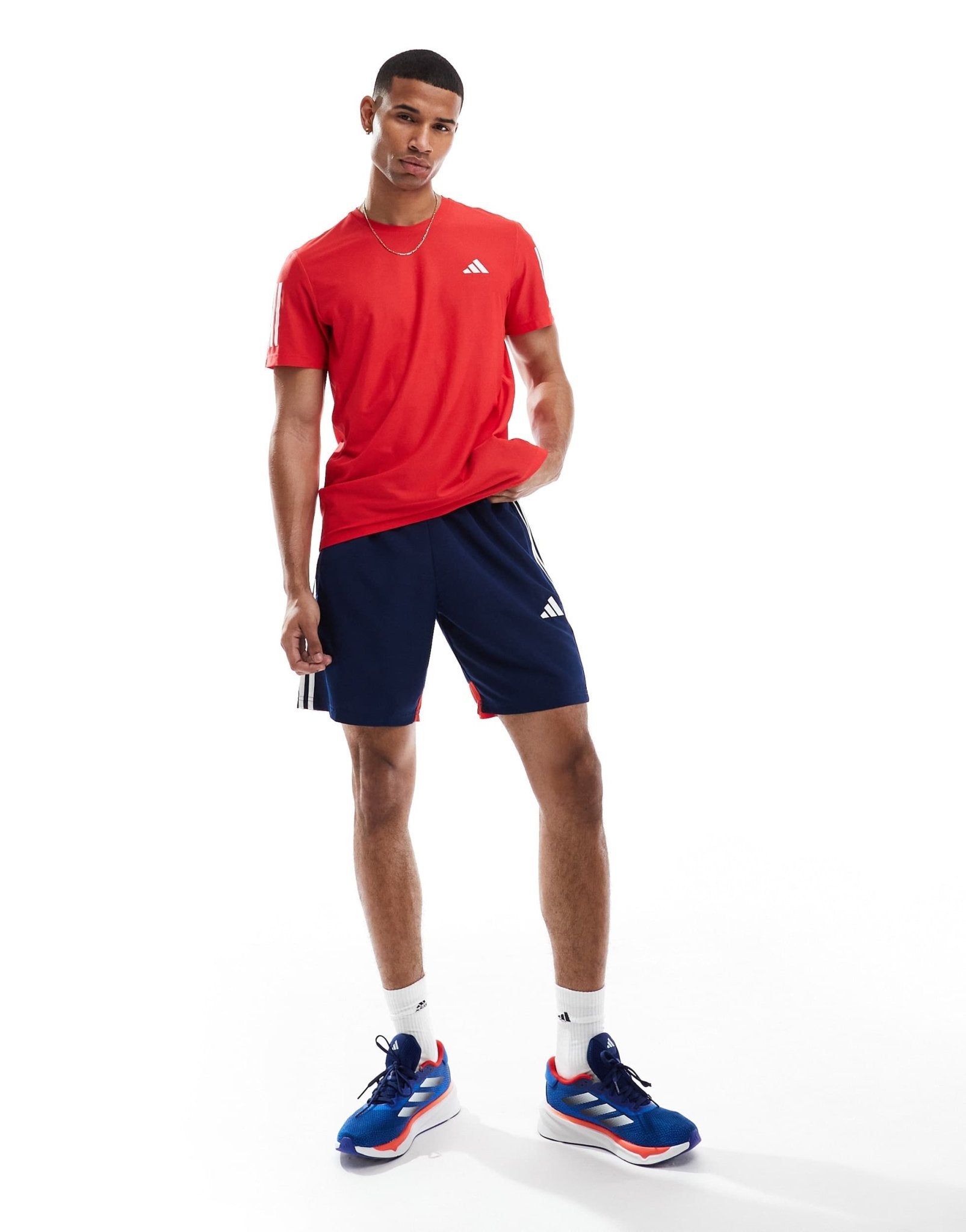 adidas Football Tiro essentials shorts in navy and red - ASOS Sample Sale