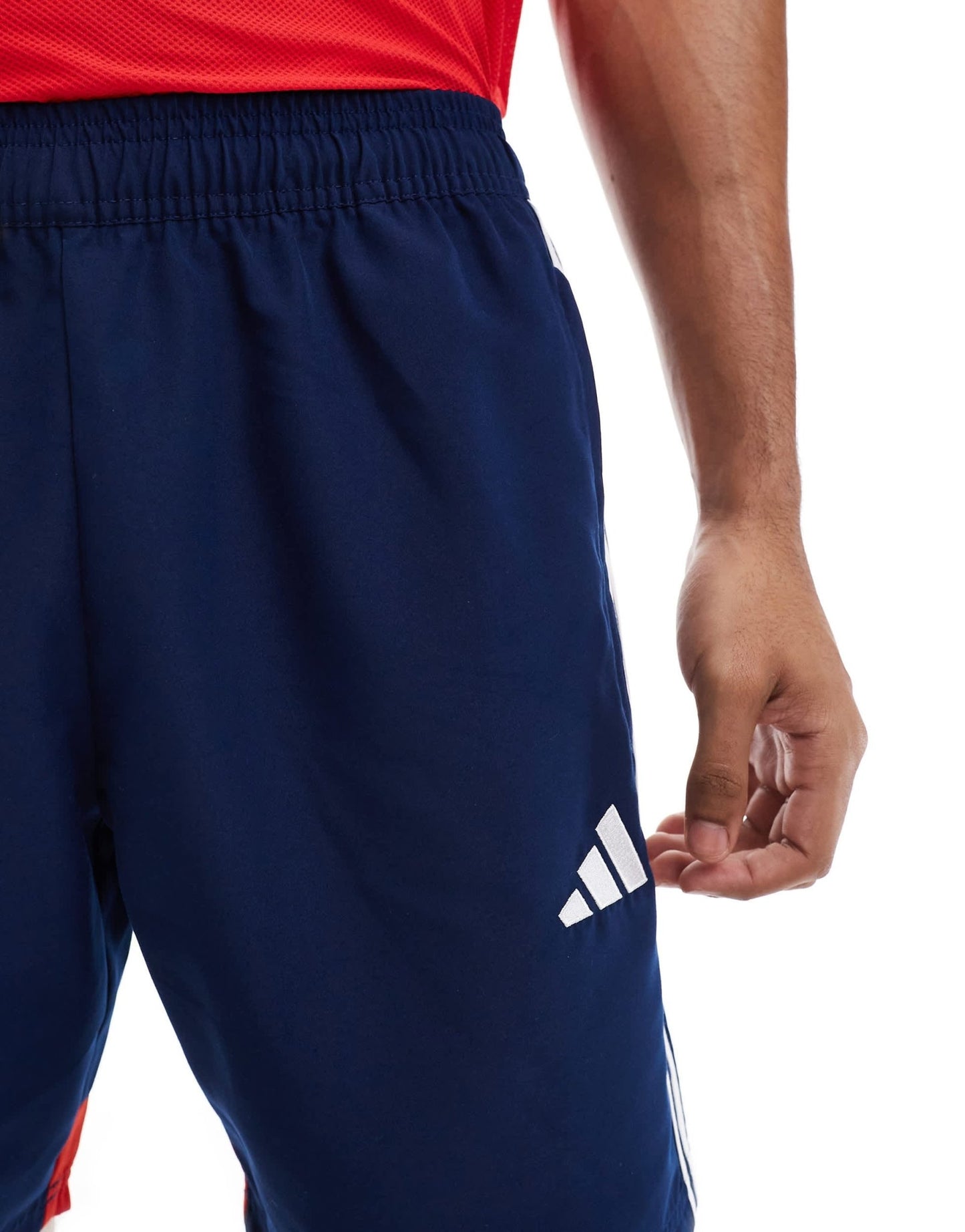 adidas Football Tiro essentials shorts in navy and red - ASOS Sample Sale