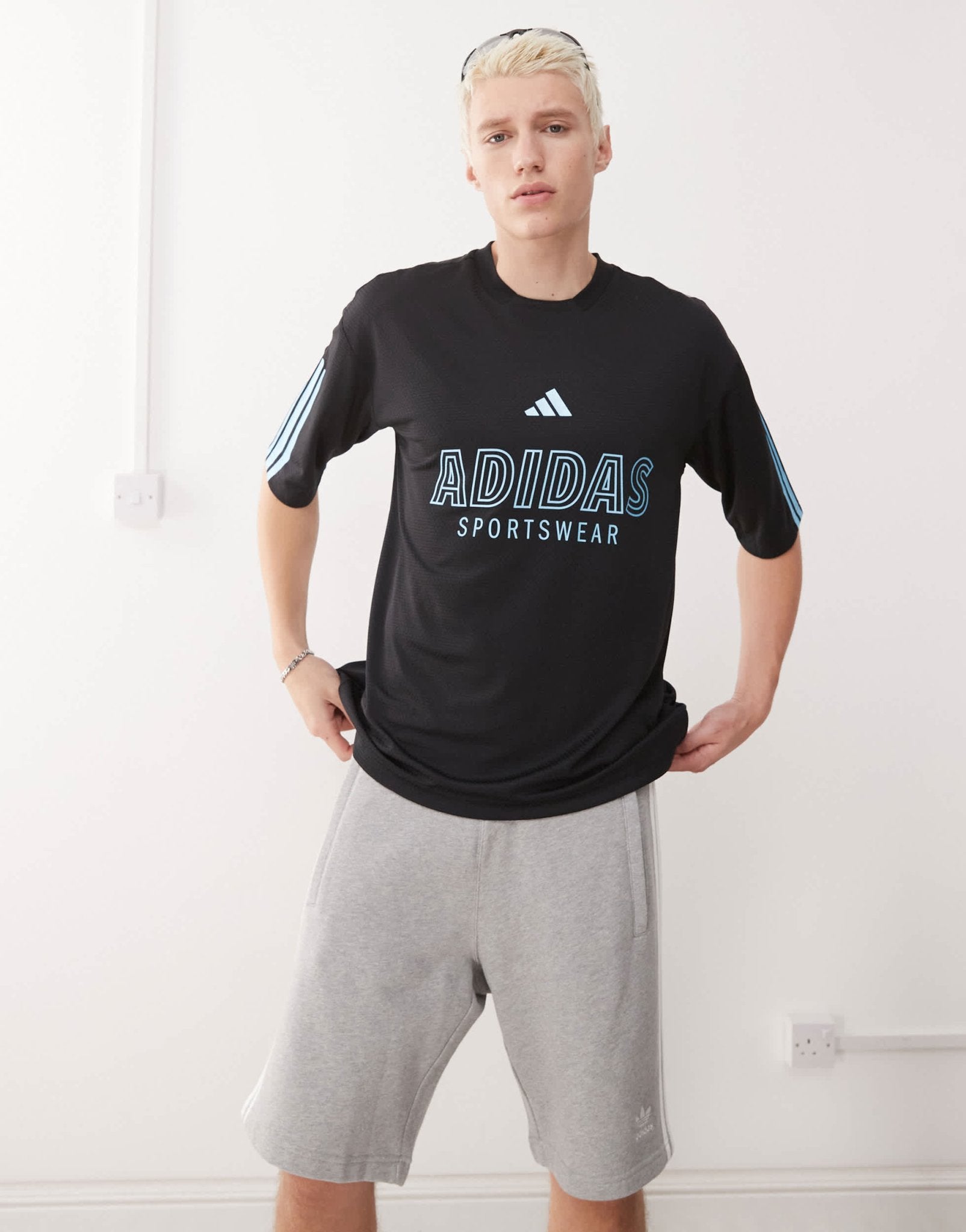 adidas Football Tiro jersey t-shirt in black and blue - ASOS Sample Sale