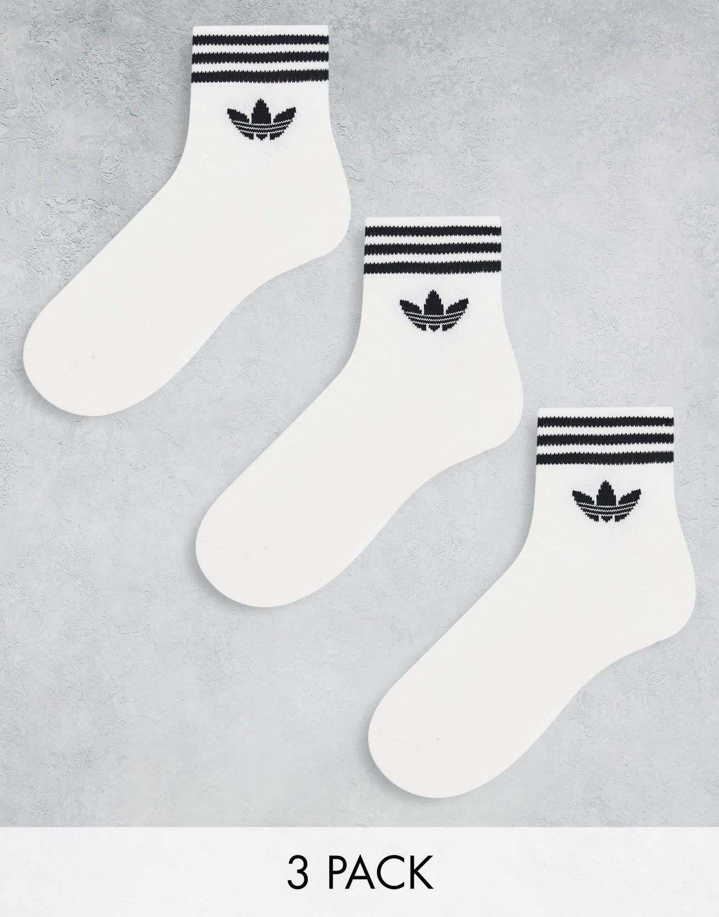 adidas Originals adicolor Trefoil 3 pack ankle socks in white - ASOS Sample Sale