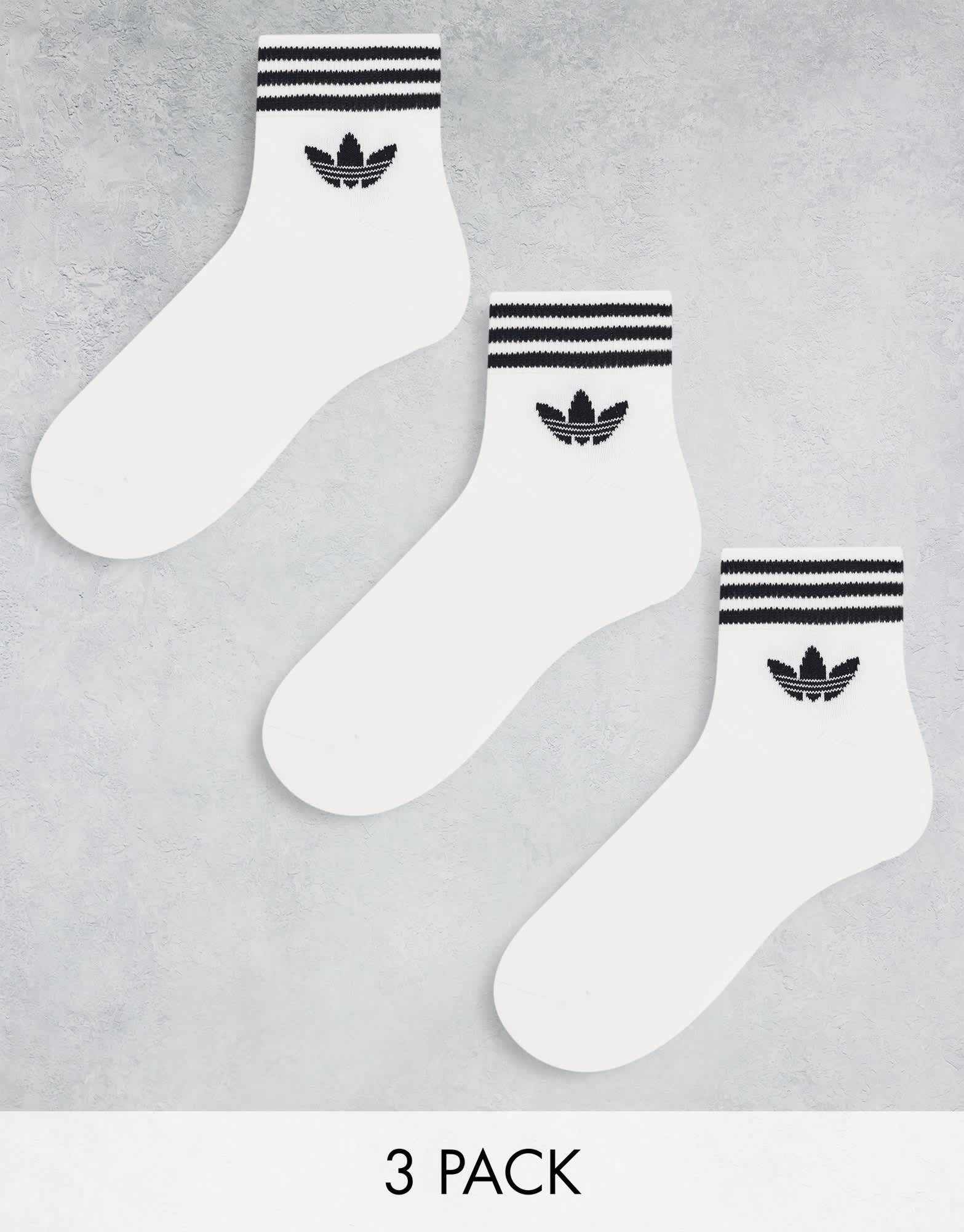 adidas Originals adicolor Trefoil 3 pack ankle socks in white - ASOS Sample Sale