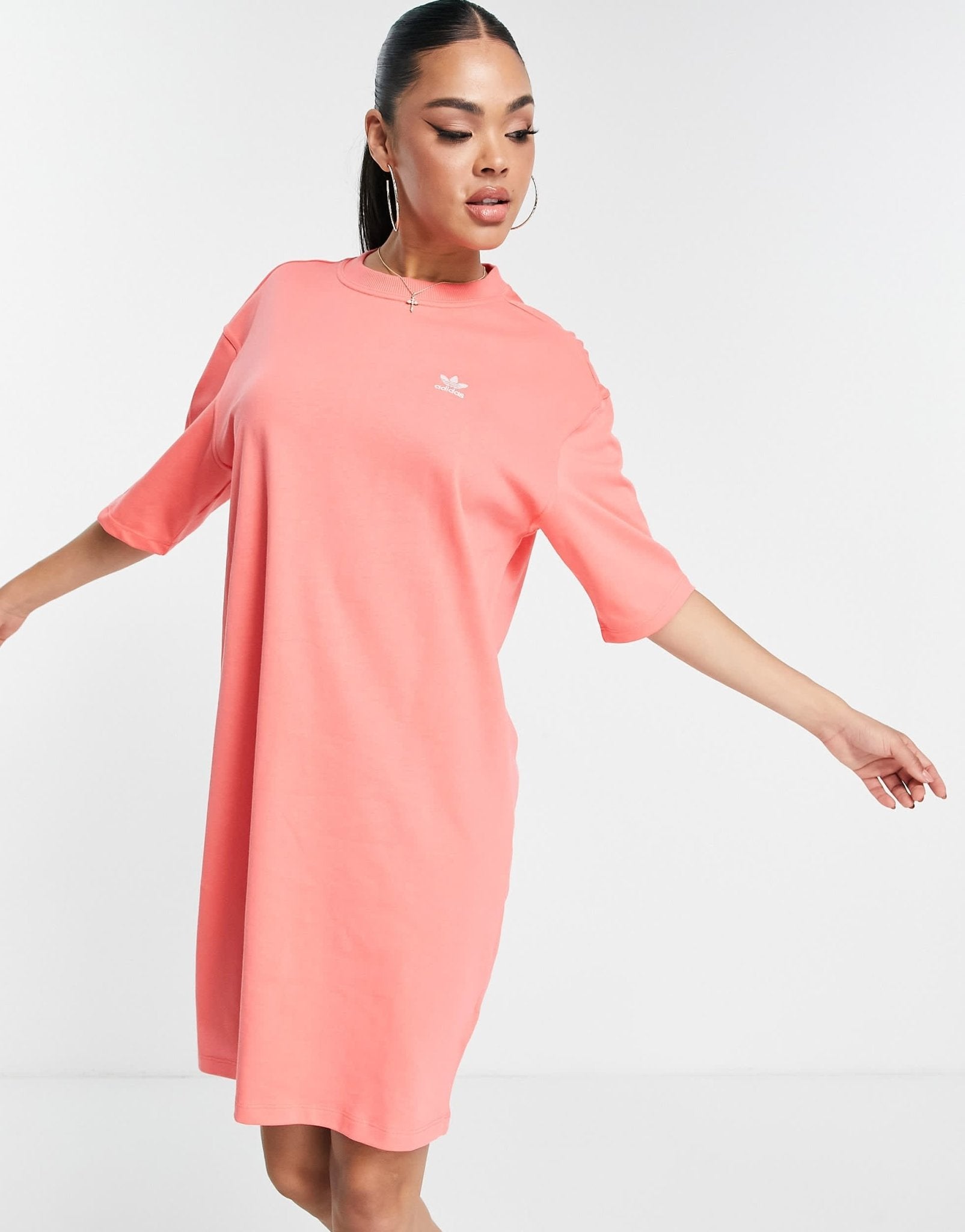 adidas Originals adicolour t-shirt dress in pink - ASOS Sample Sale