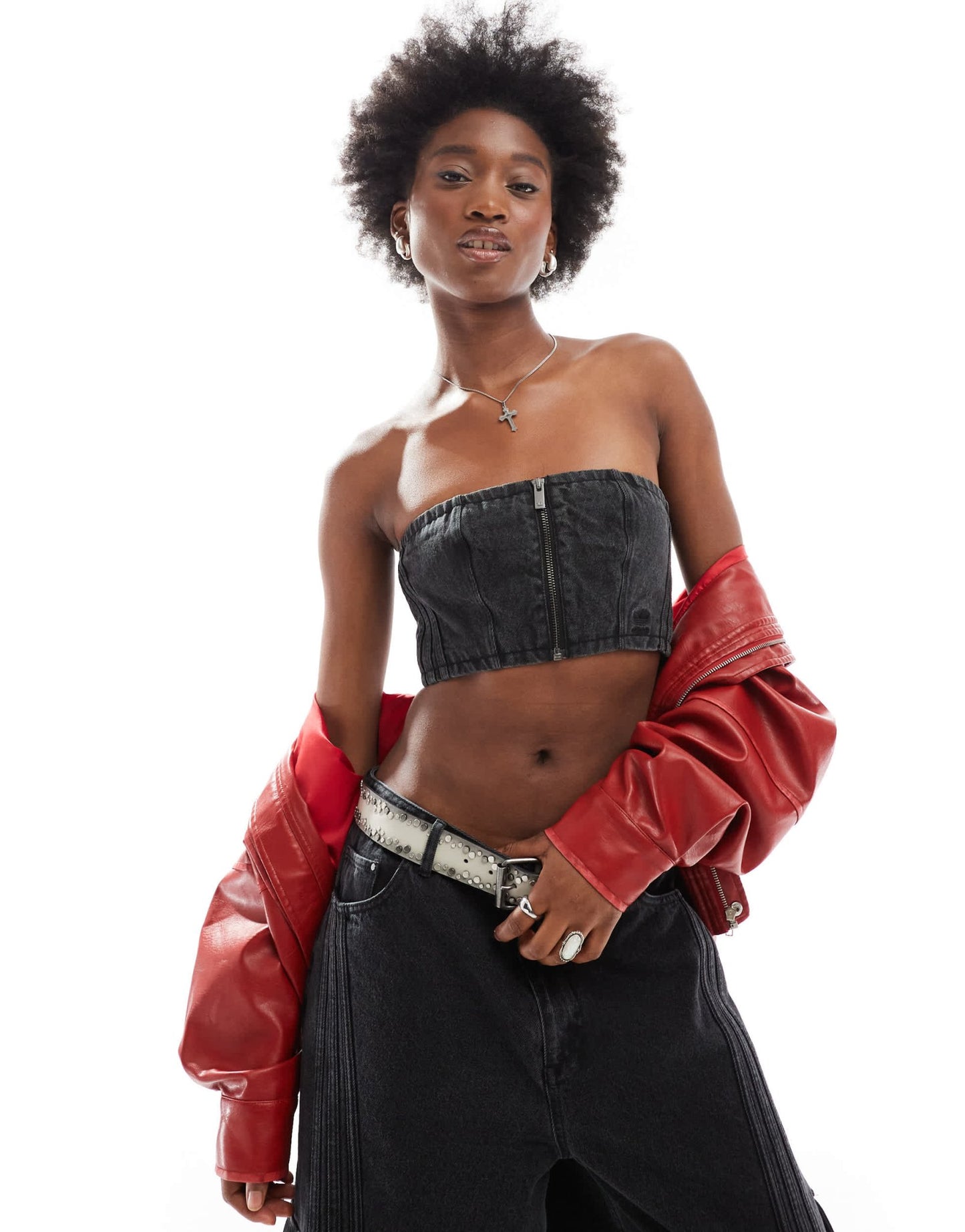 adidas Originals Adilenium denim tube top co - ord in black - ASOS Sample Sale