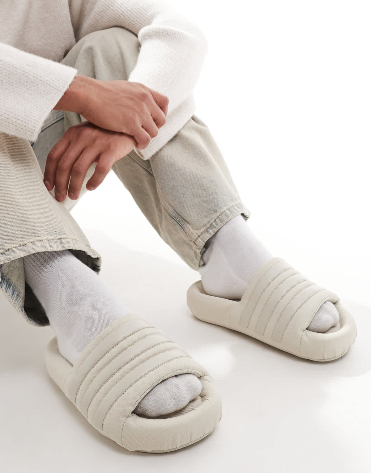 adidas Originals Adilette 24 sliders in beige - ASOS Sample Sale