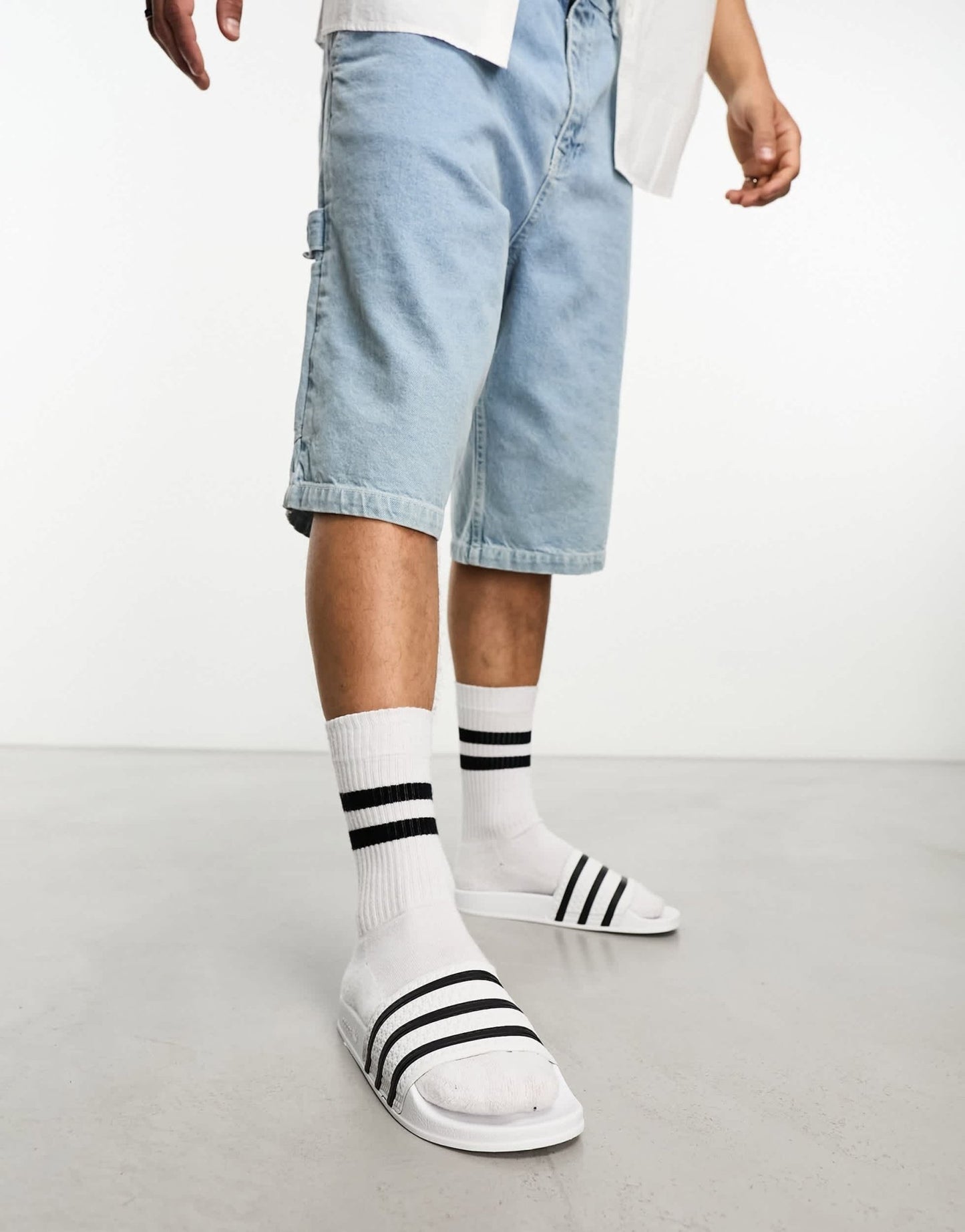 adidas Originals adilette sliders in white and black - ASOS Sample Sale