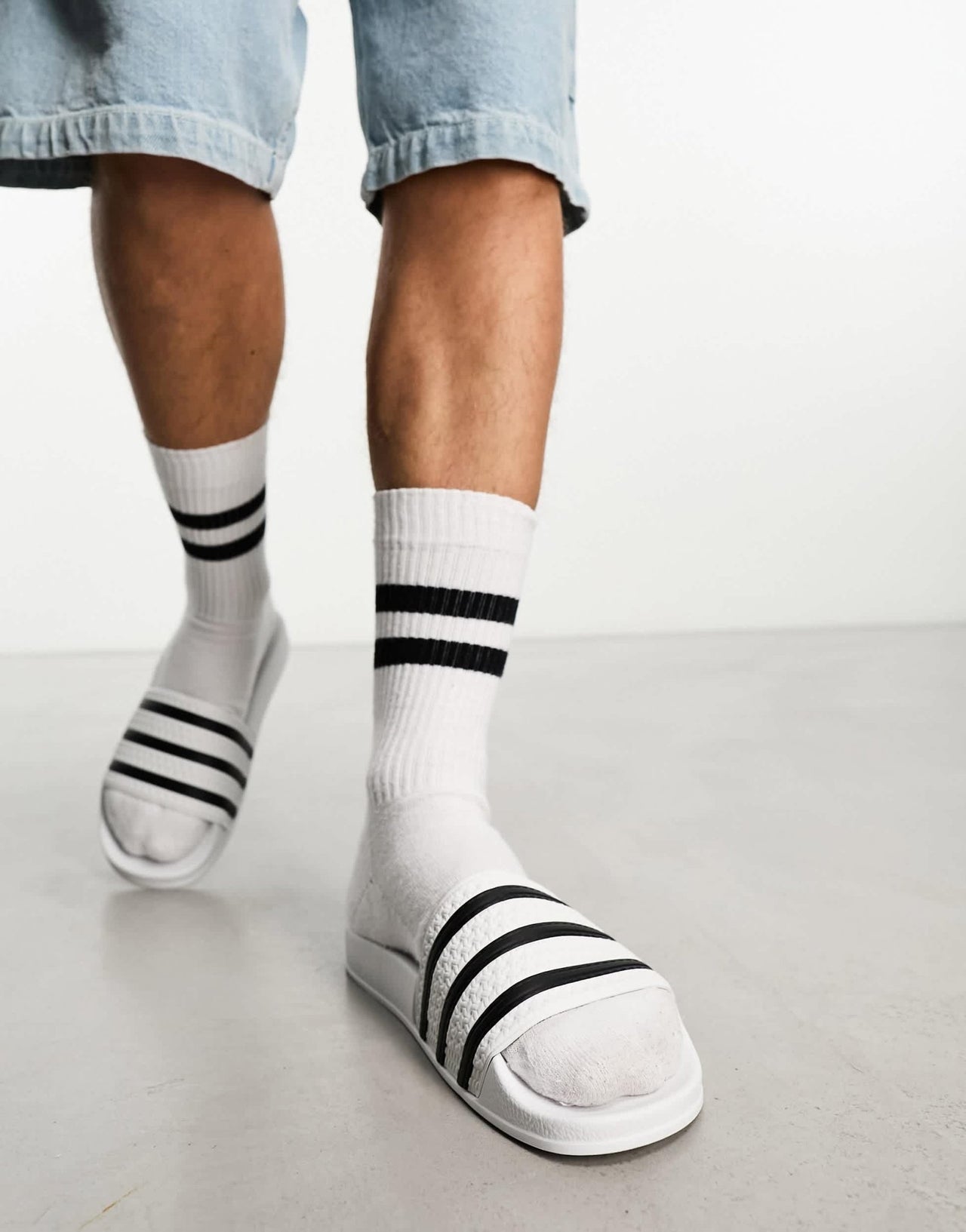 adidas Originals adilette sliders in white and black - ASOS Sample Sale