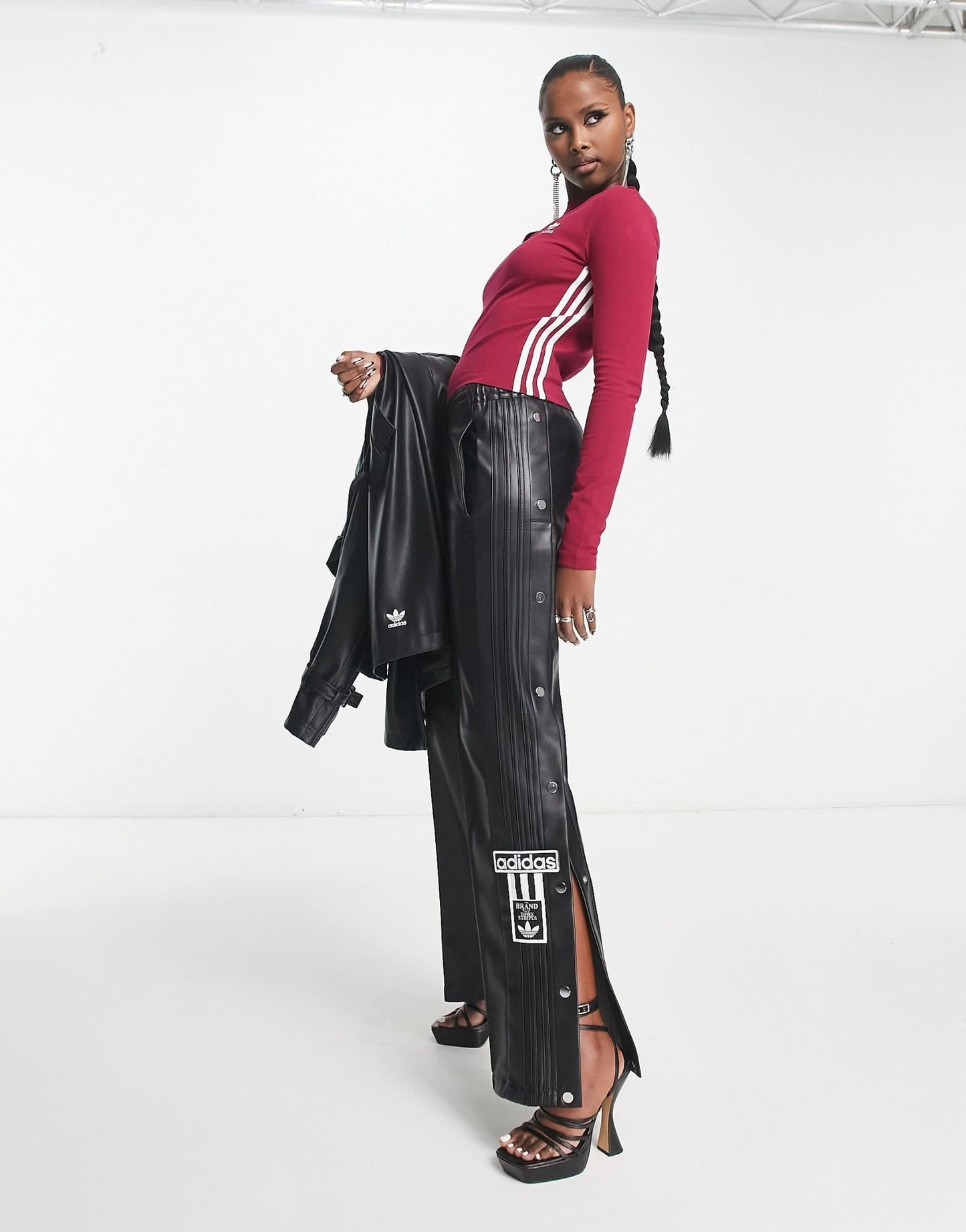 adidas Originals 'centre stage' cut out crop top in maroon - ASOS Sample Sale
