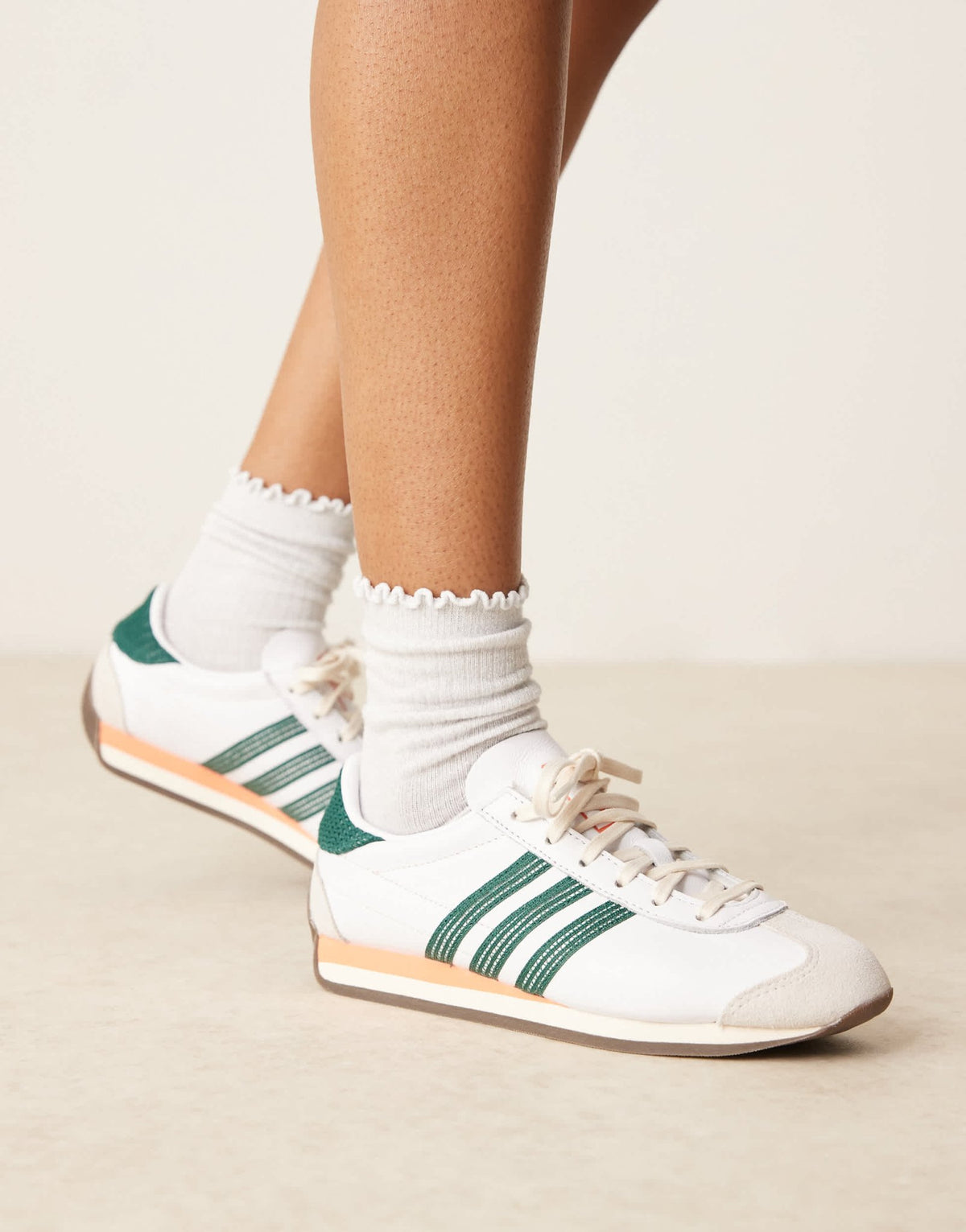 adidas Originals Country OG trainers in white and green crochet - ASOS Sample Sale