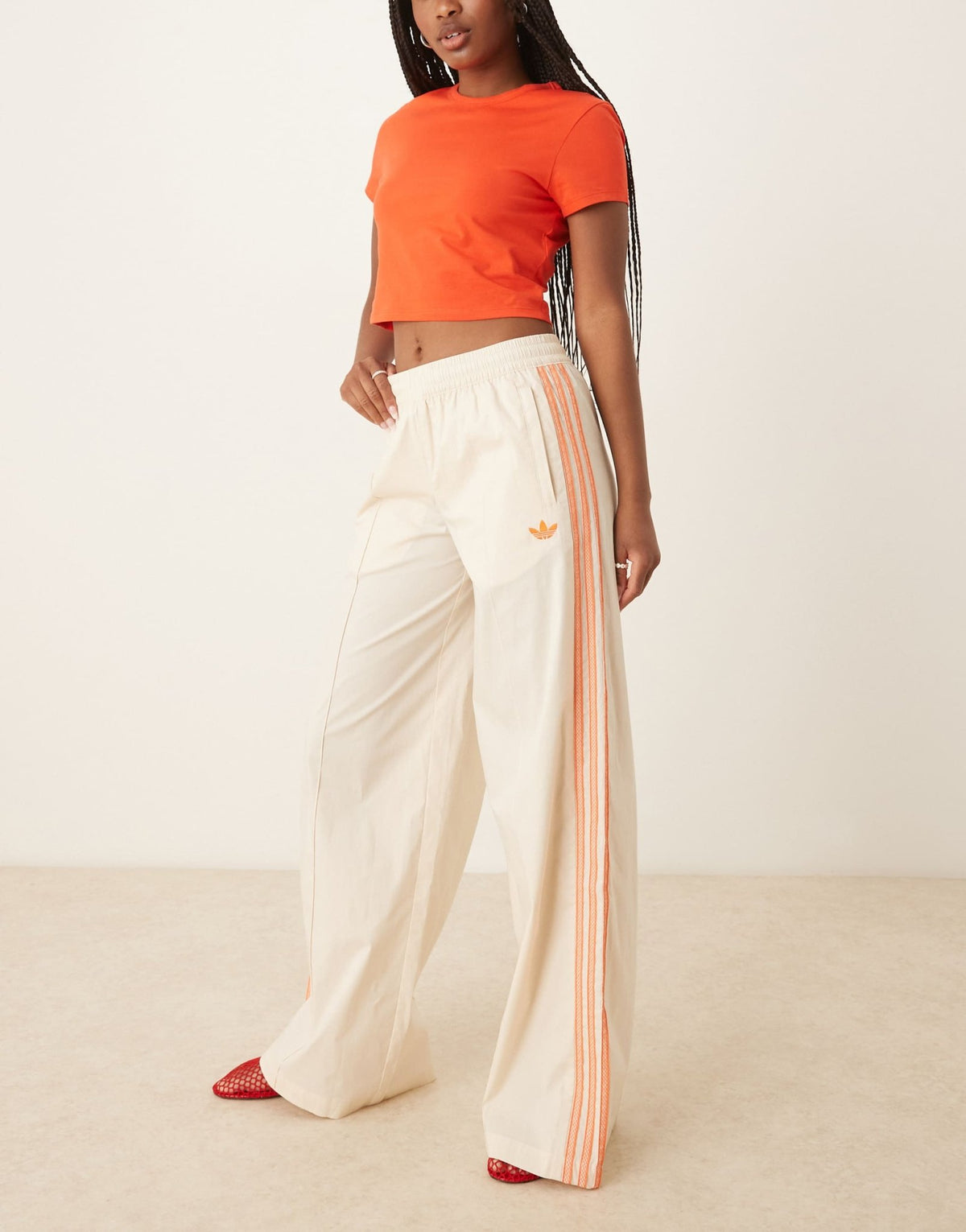 adidas Originals crochet 3 stripe track pants in off white - ASOS Sample Sale