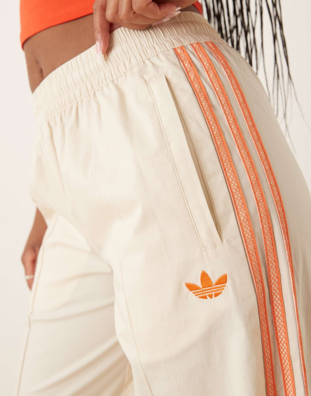 adidas Originals crochet 3 stripe track pants in off white - ASOS Sample Sale