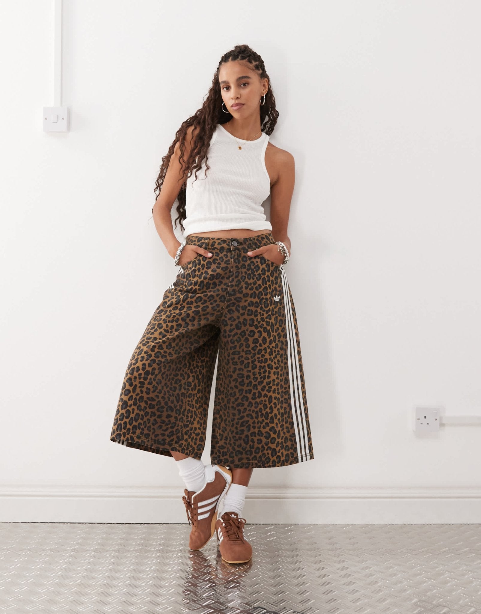 adidas Originals denim jorts in leopard print - MULTI - ASOS Sample Sale