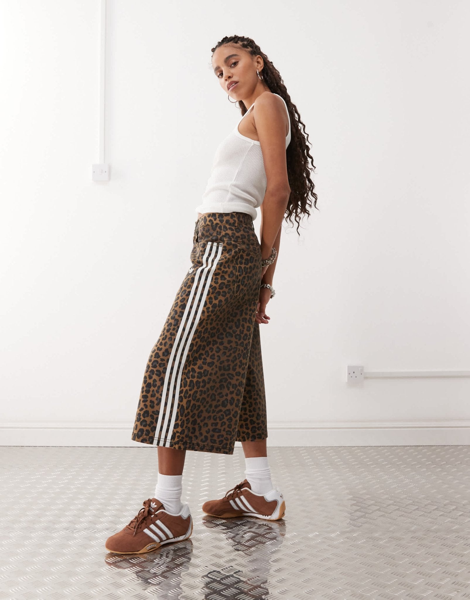adidas Originals denim jorts in leopard print - MULTI - ASOS Sample Sale