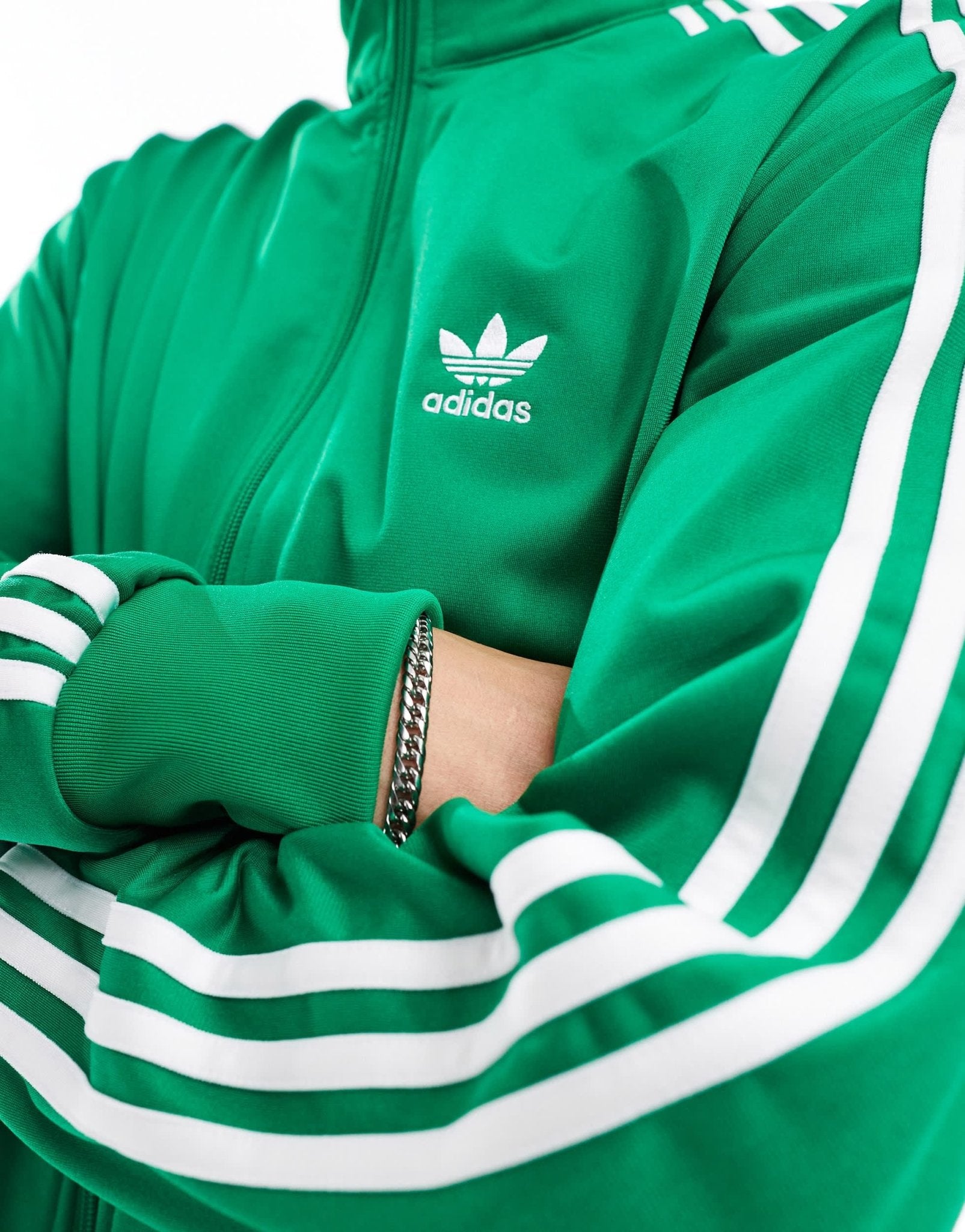 adidas Originals Firebird track top in green - ASOS Sample Sale