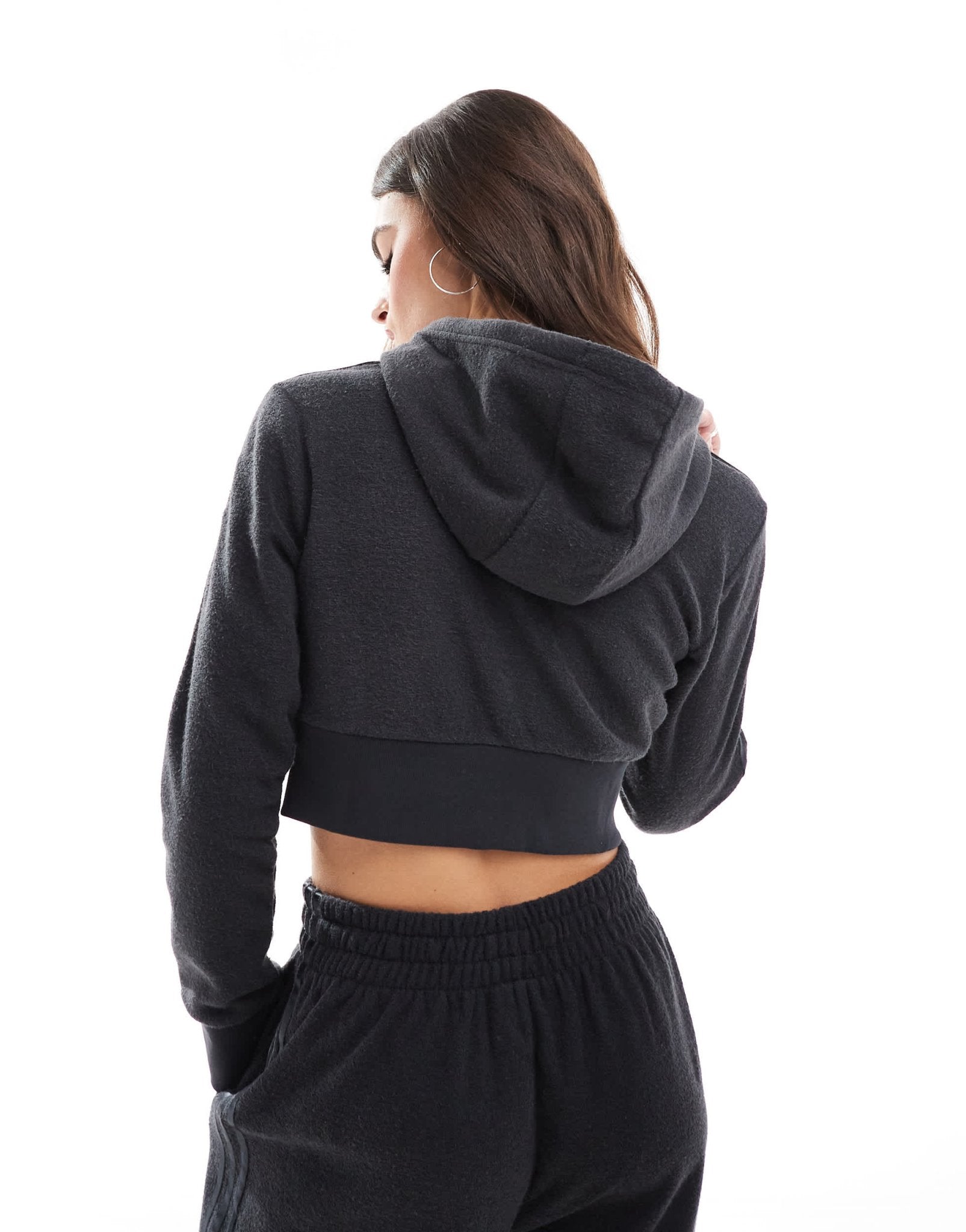 adidas Originals fleece zip through hoodie co - ord in black - ASOS Sample Sale
