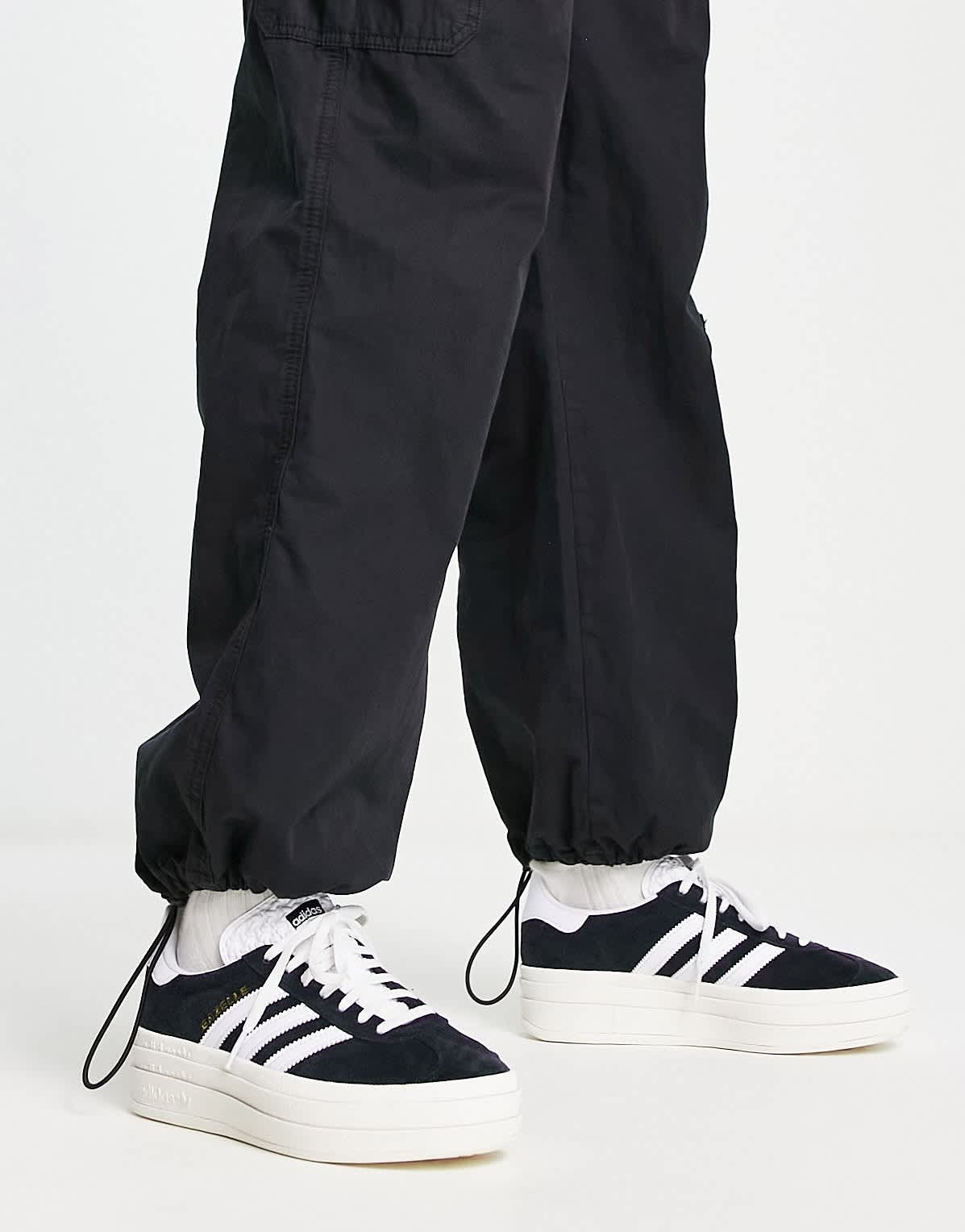 adidas Originals Gazelle Bold platform trainers in black and white - ASOS Sample Sale