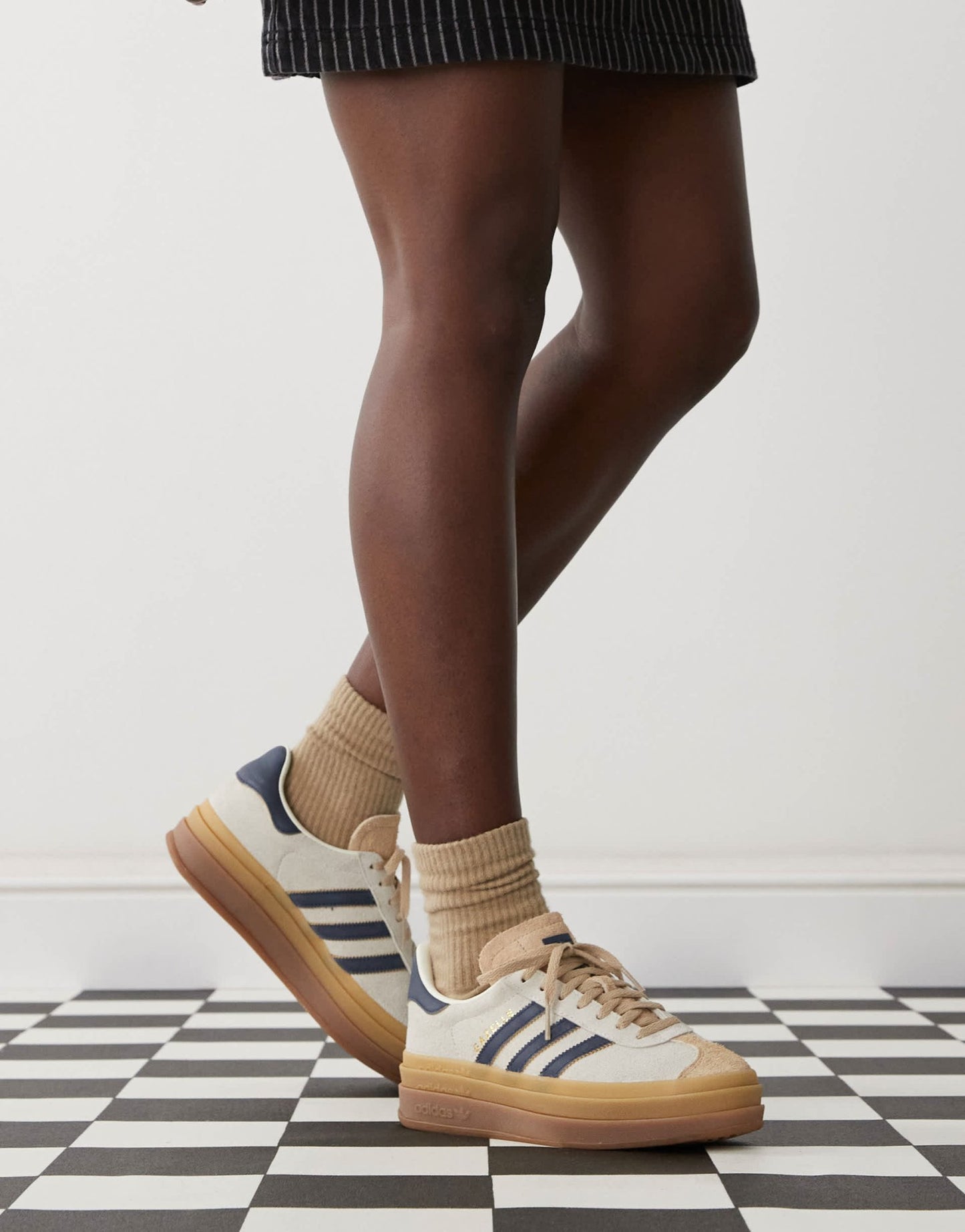 adidas Originals Gazelle Bold platform trainers in cream and navy - ASOS Sample Sale
