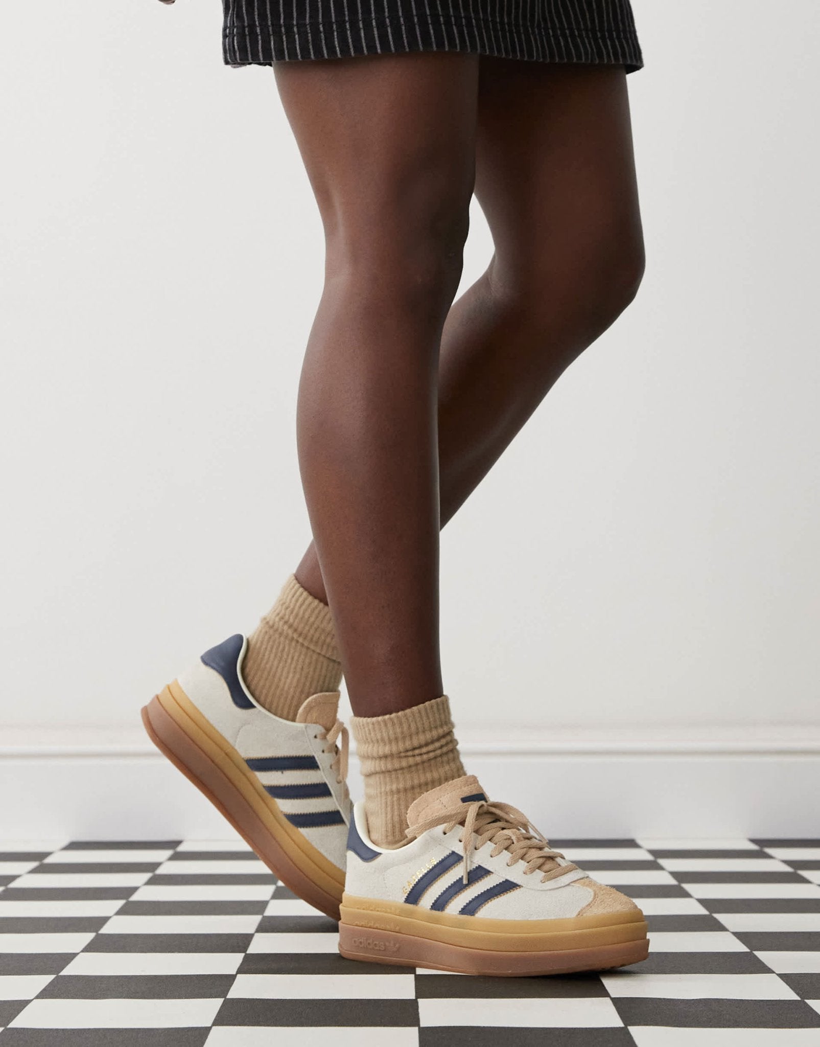 adidas Originals Gazelle Bold platform trainers in cream and navy - ASOS Sample Sale