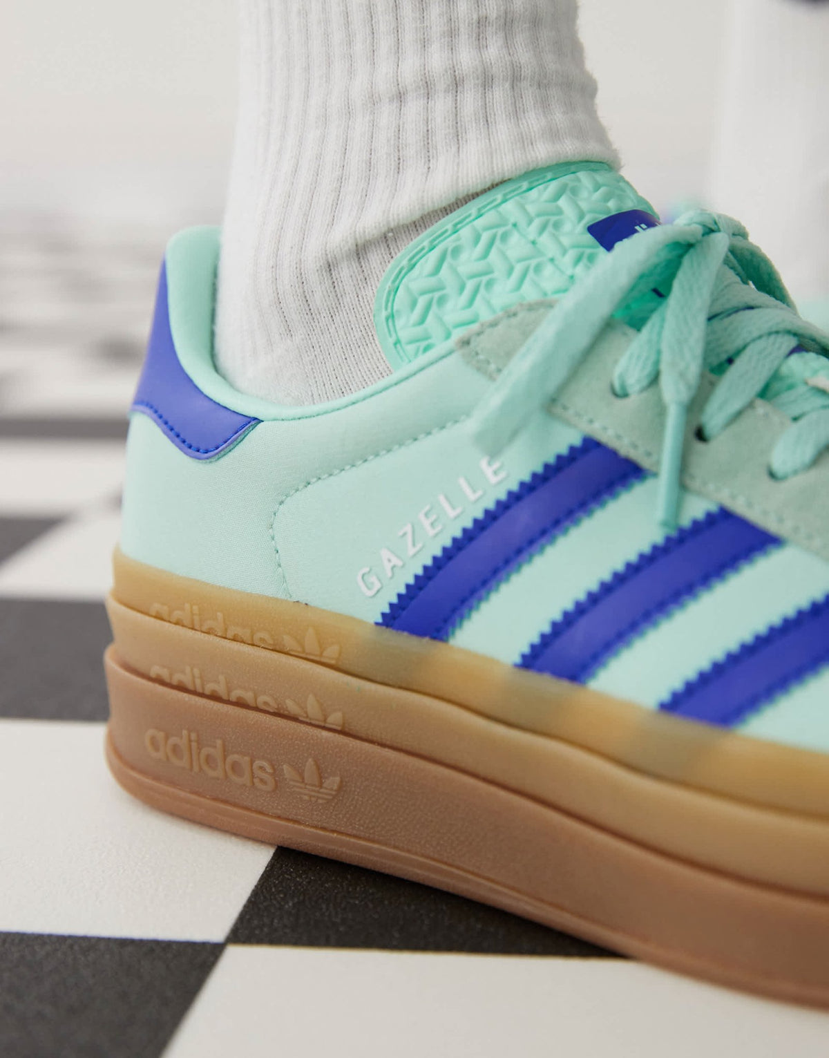 adidas Originals Gazelle Bold platform trainers in mint and blue - ASOS Sample Sale