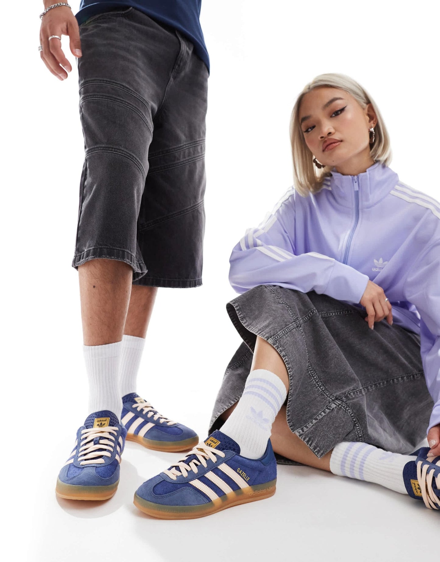 adidas Originals Gazelle Indoor trainers in navy and pink with gum sole - ASOS Sample Sale