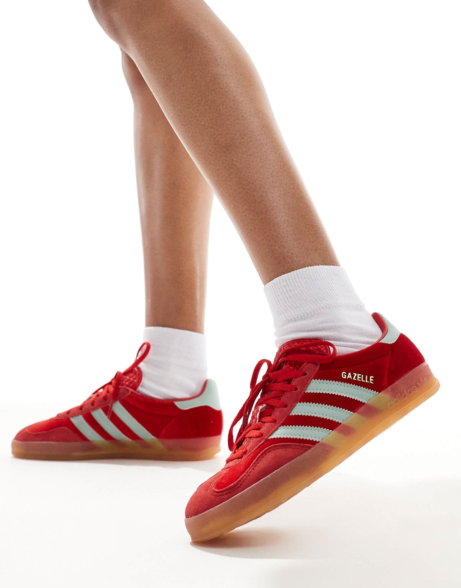 adidas Originals Gazelle Indoor trainers in red and blue velvet - ASOS Sample Sale