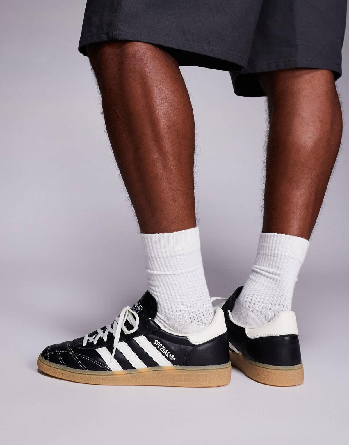 adidas Originals Handball Spezial trainers in black and white stitch with gum sole - ASOS Sample Sale