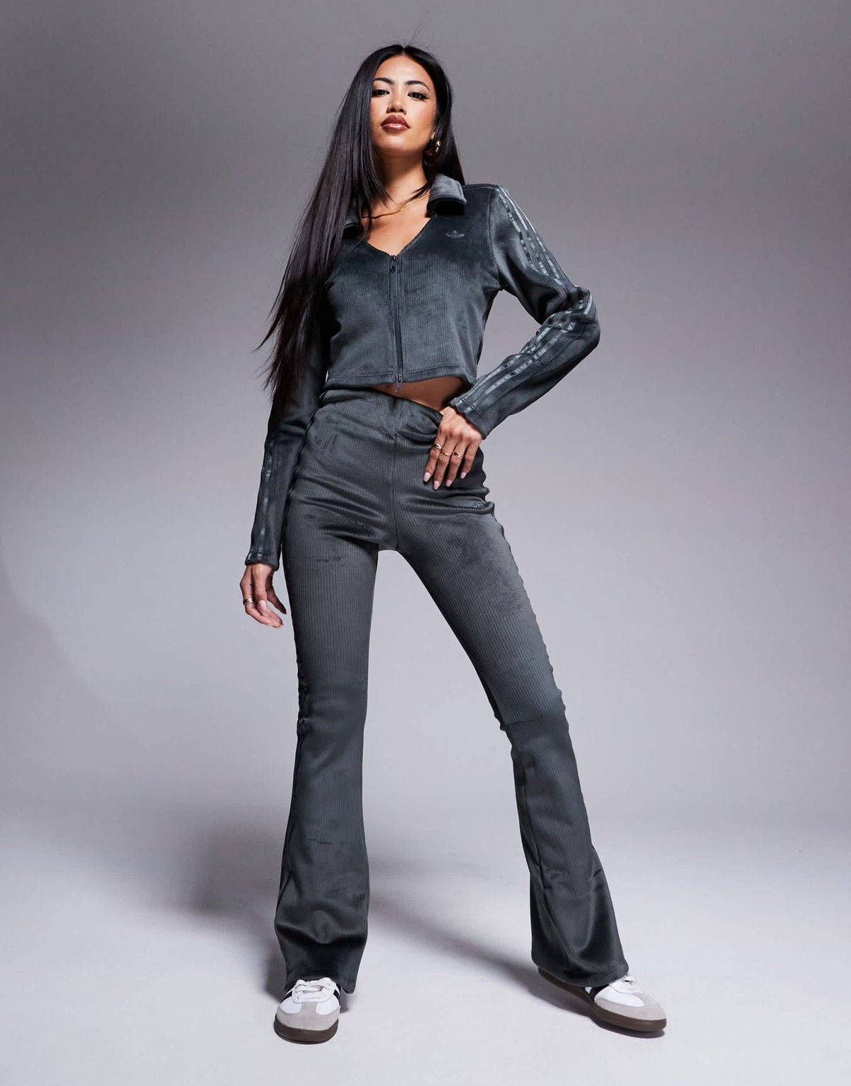 adidas Originals Hyper Femme cropped jacket in charcoal - ASOS Sample Sale