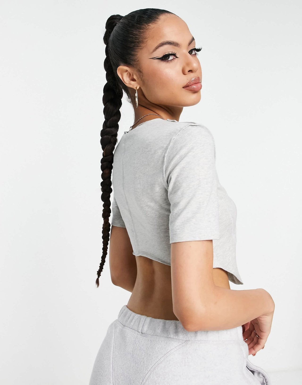 adidas Originals Luxe Lounge cropped t-shirt in light grey - ASOS Sample Sale