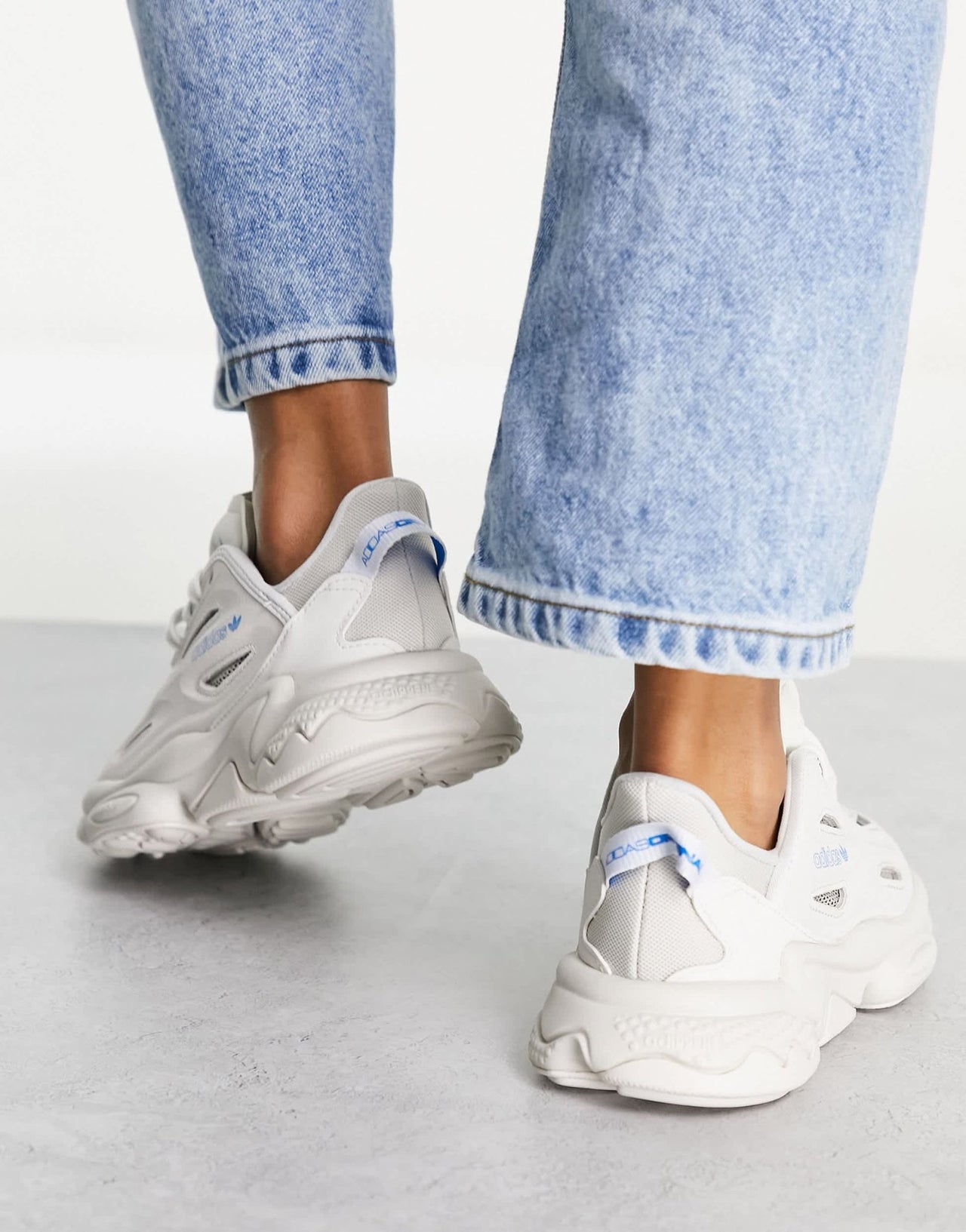 adidas Originals Ozweego Celox trainers in grey with blue details - ASOS Sample Sale