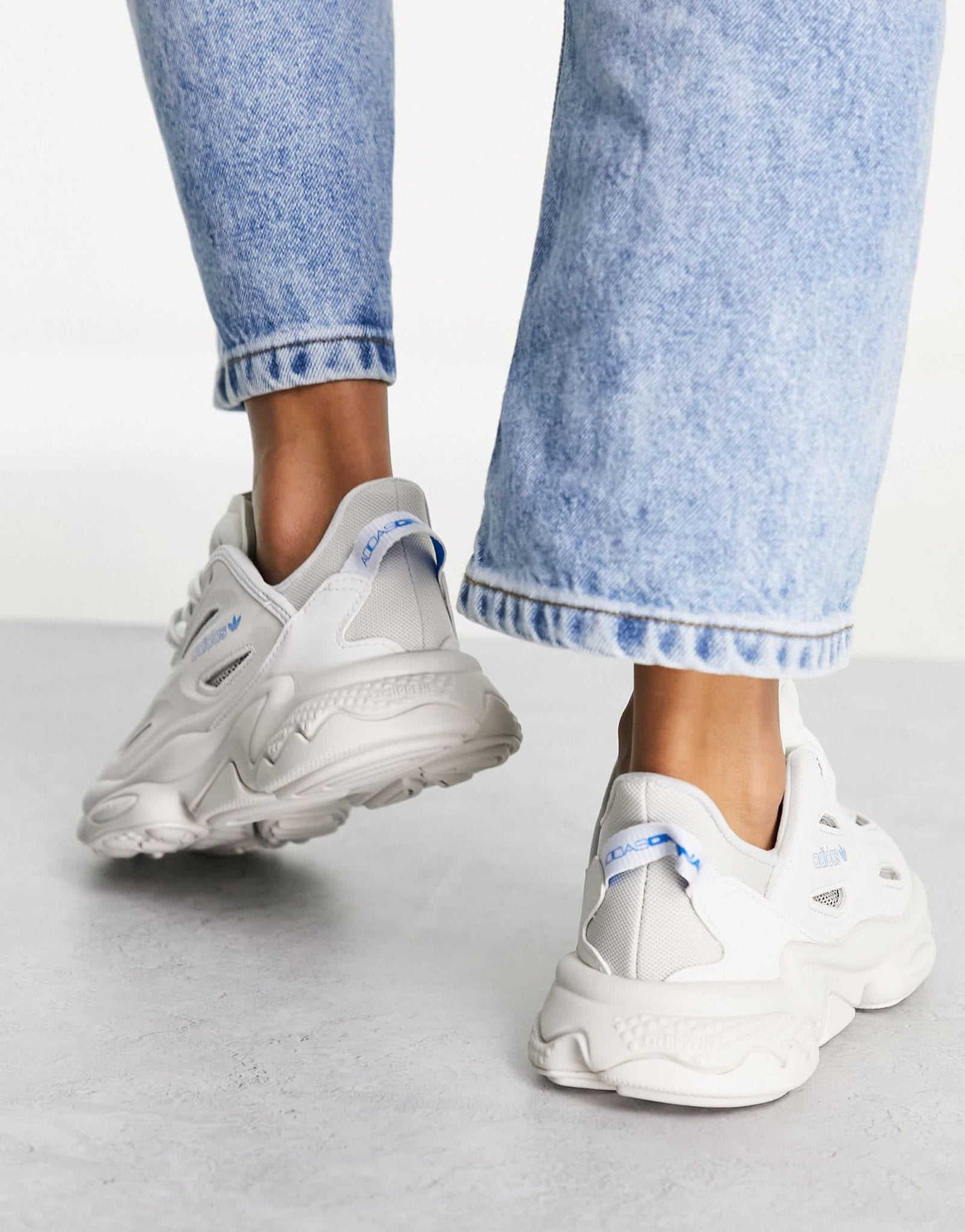 adidas Originals Ozweego Celox trainers in grey with blue details - ASOS Sample Sale