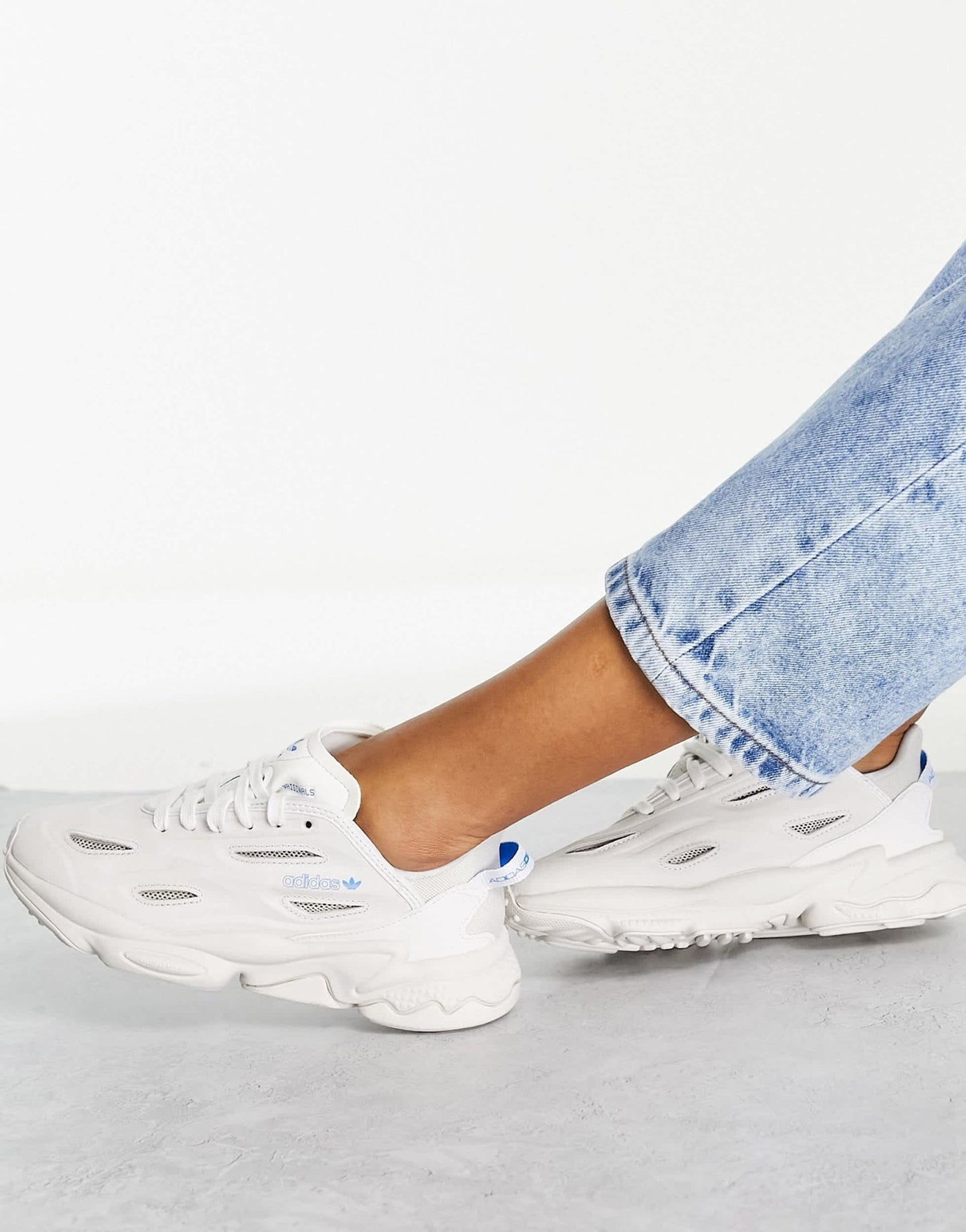 adidas Originals Ozweego Celox trainers in grey with blue details - ASOS Sample Sale