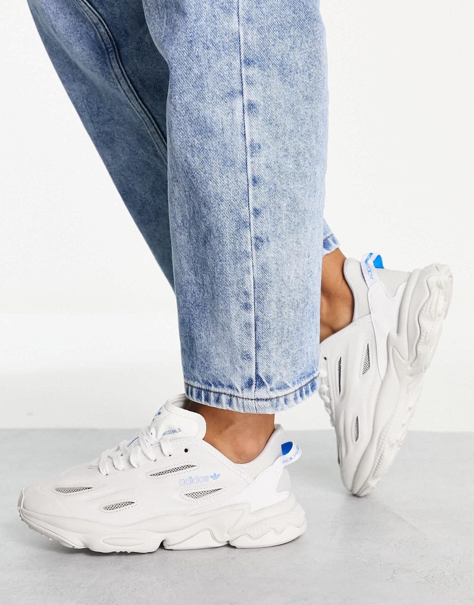 adidas Originals Ozweego Celox trainers in grey with blue details - ASOS Sample Sale