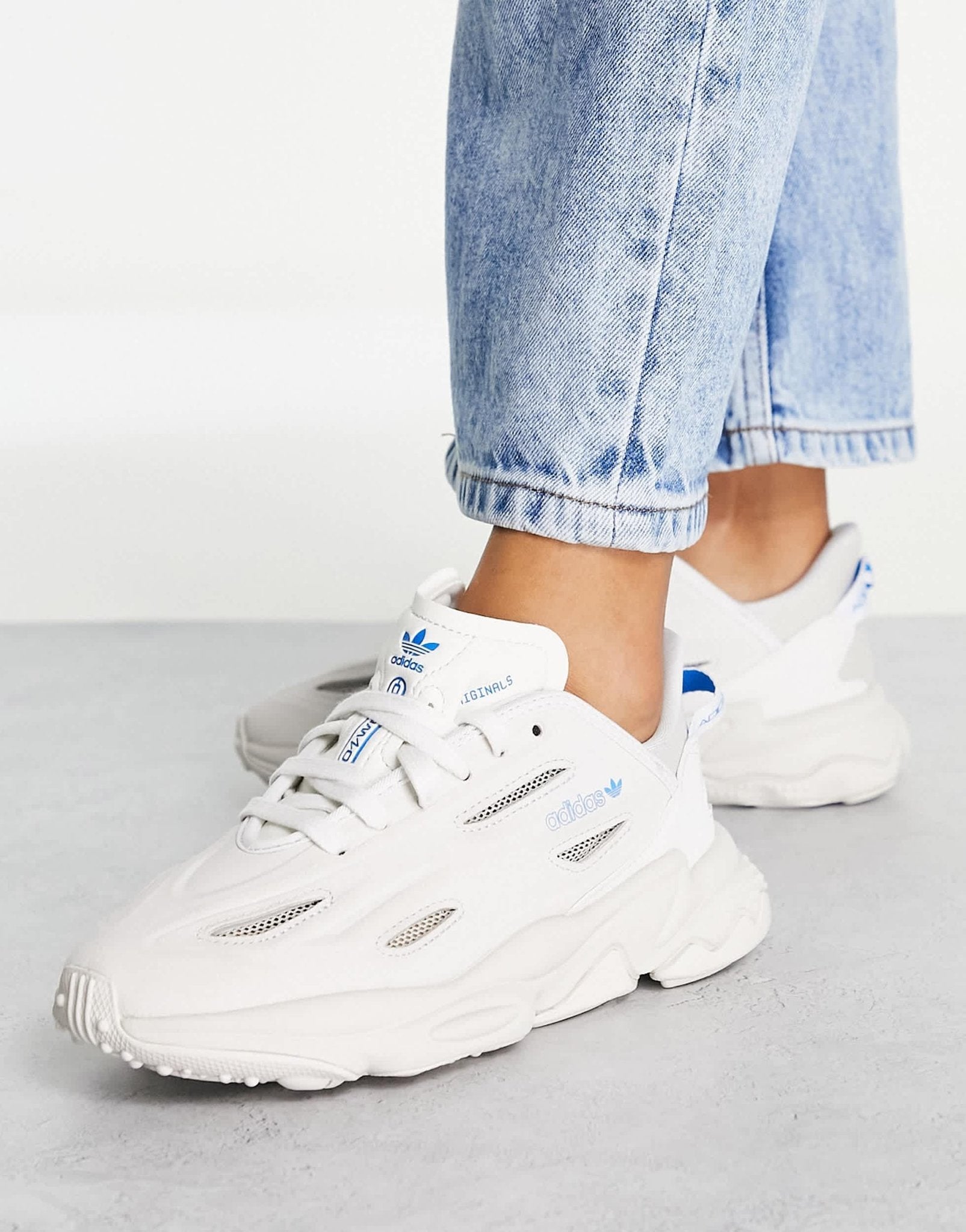 adidas Originals Ozweego Celox trainers in grey with blue details - ASOS Sample Sale
