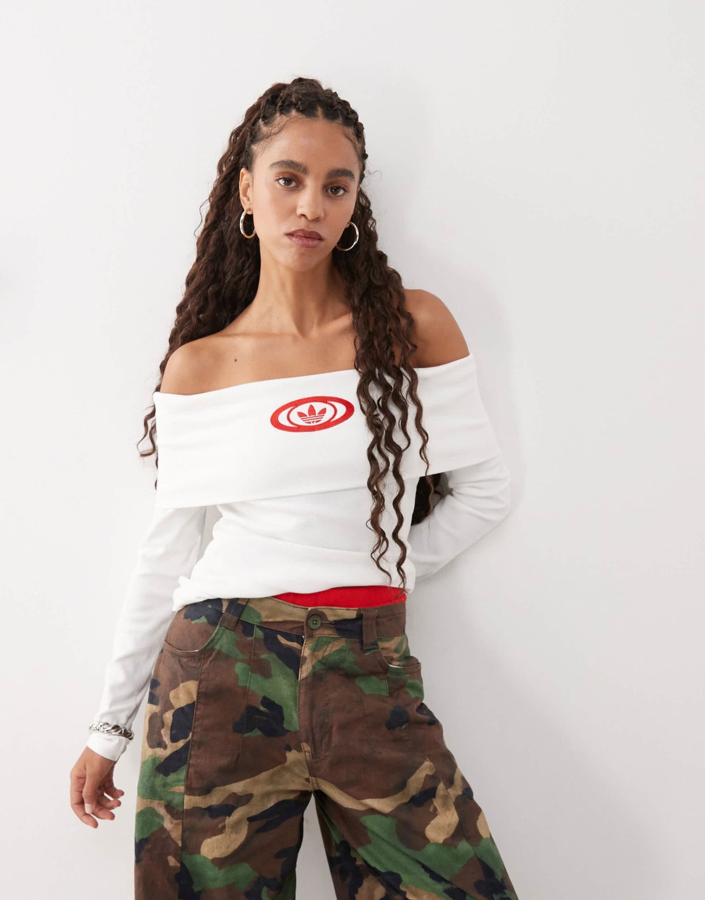 adidas Originals ribbed 00's bandeau top in white - ASOS Sample Sale